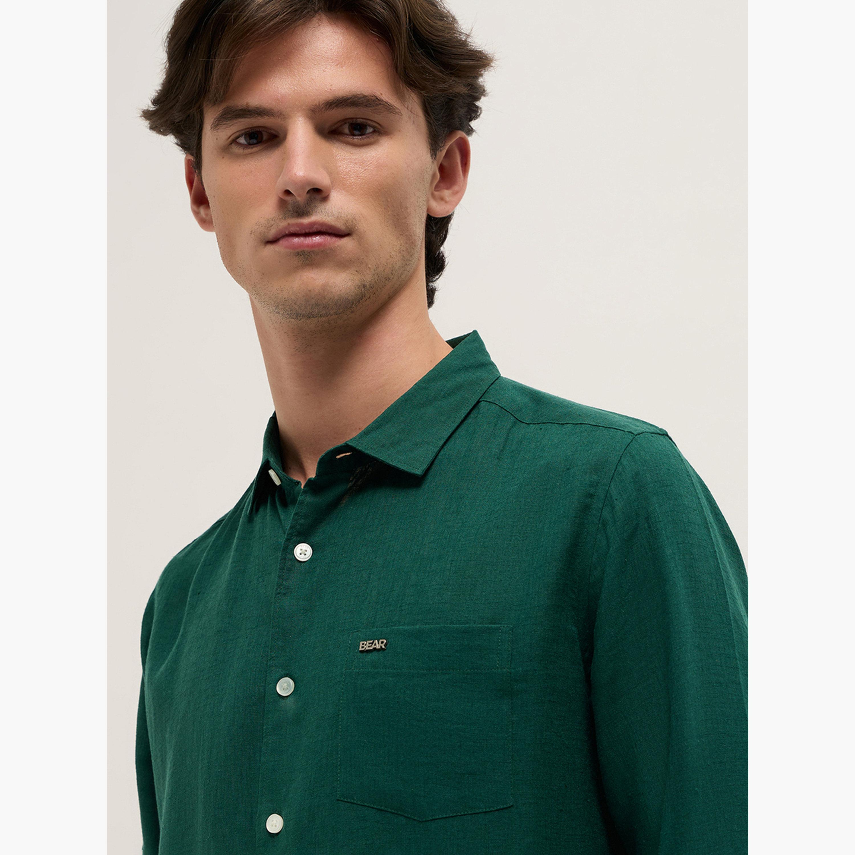The Bear House X Styli Men's Solid Slim Fit Casual Shirt-men-clothing-shirts-image-2