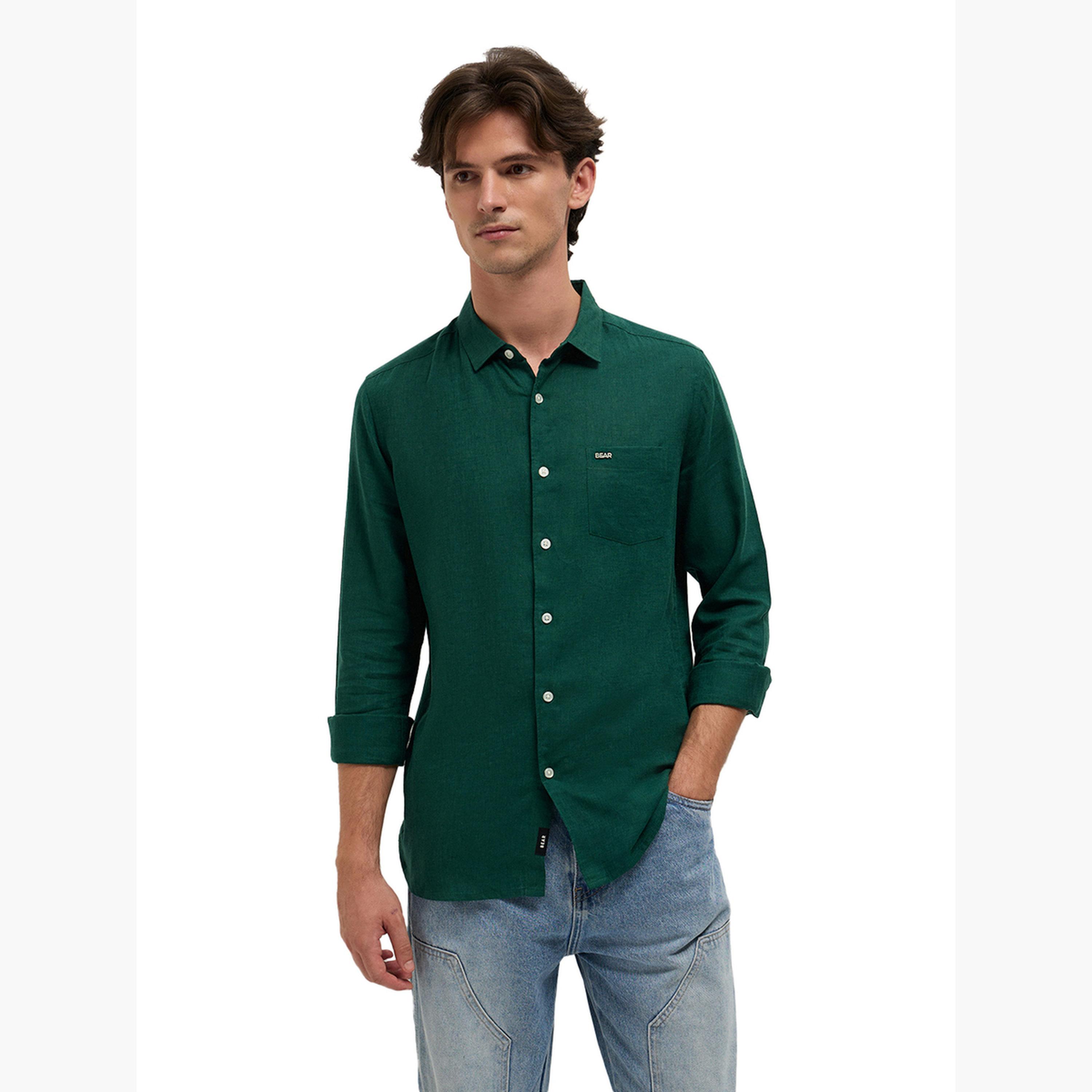 The Bear House X Styli Men's Solid Slim Fit Casual Shirt-men-clothing-shirts-image-3