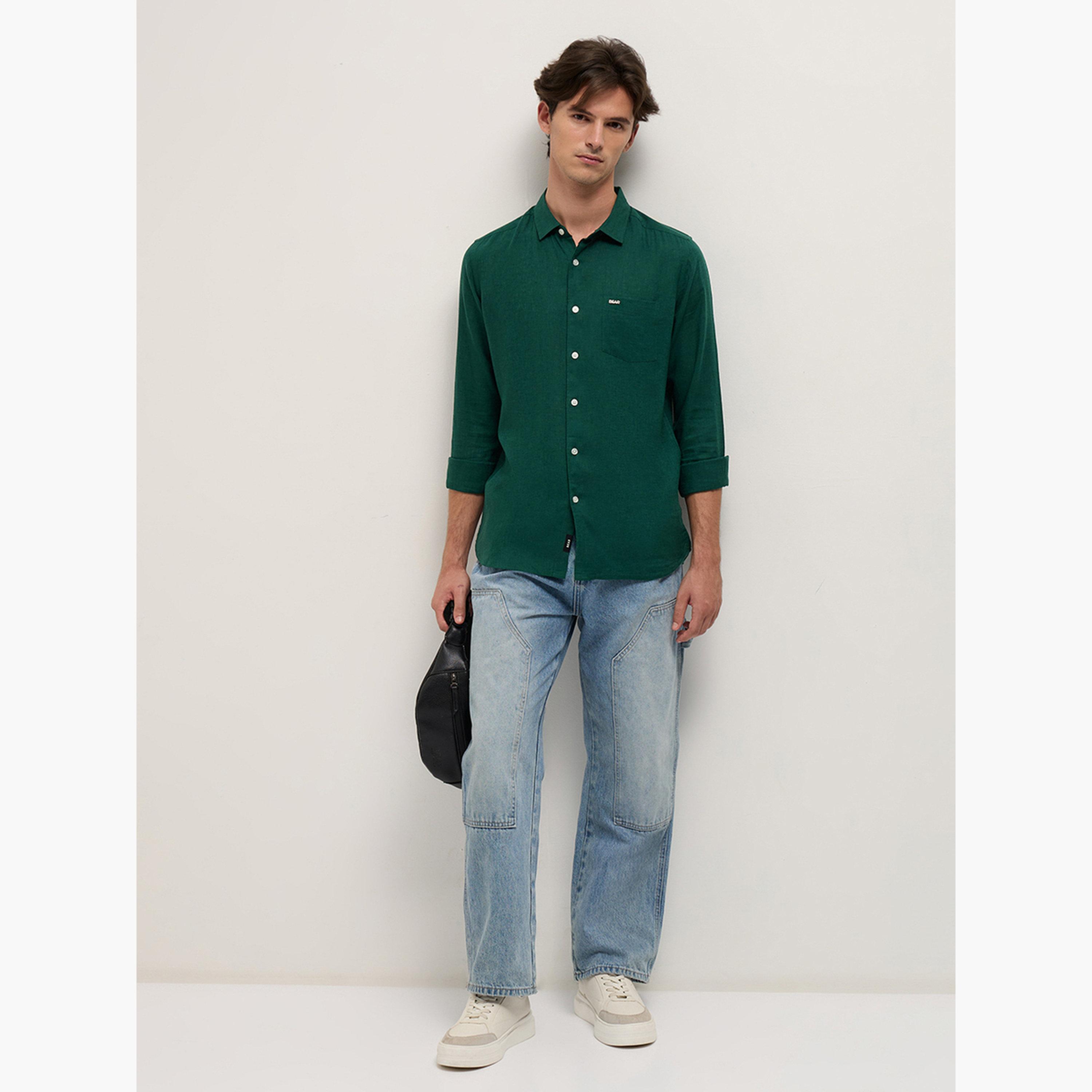 The Bear House X Styli Men's Solid Slim Fit Casual Shirt-men-clothing-shirts-image-4