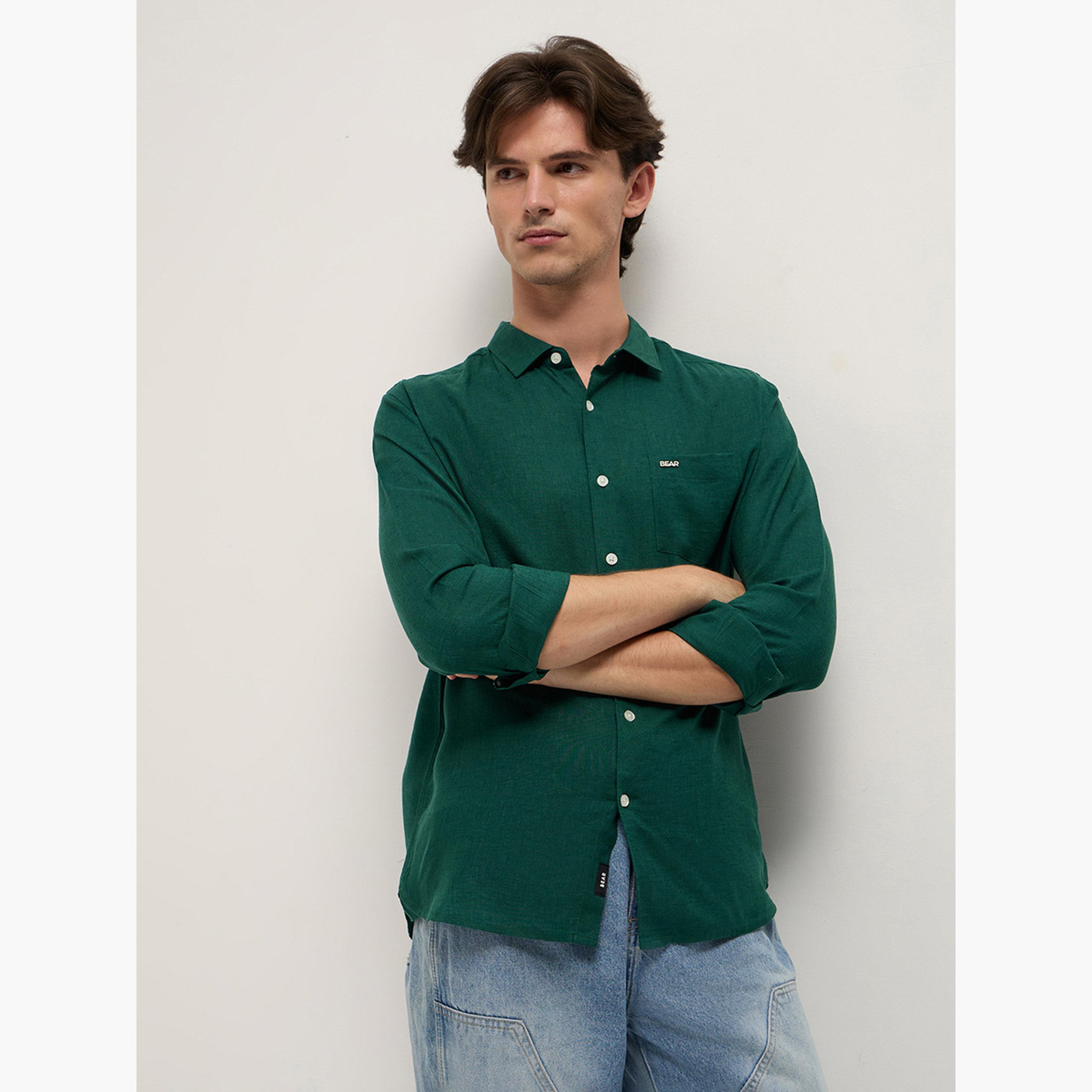 The Bear House X Styli Men's Solid Slim Fit Casual Shirt-men-clothing-shirts-image-5