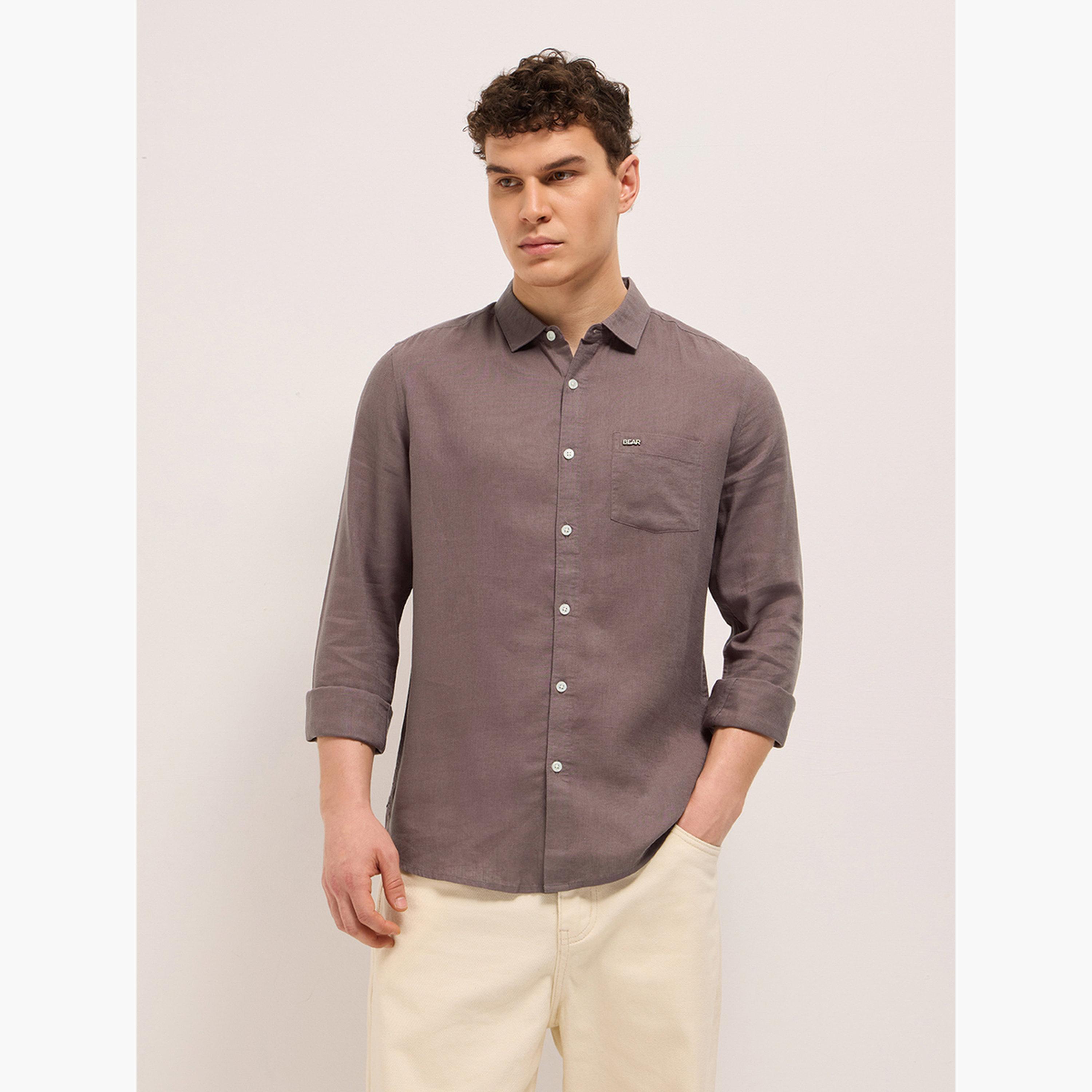 The Bear House X Styli Men's Solid Slim Fit Casual Shirt-men-clothing-shirts-image-1