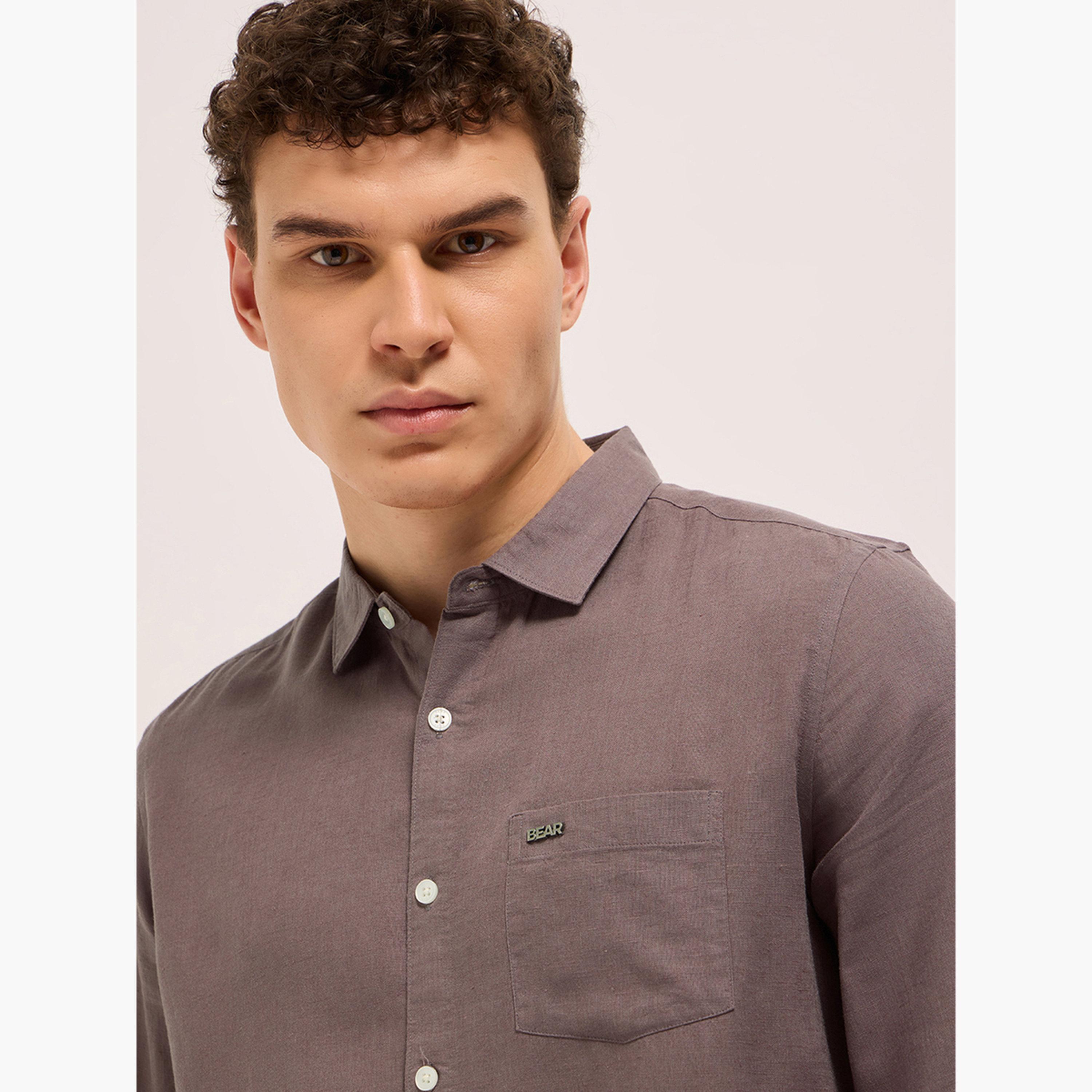 The Bear House X Styli Men's Solid Slim Fit Casual Shirt-men-clothing-shirts-image-2