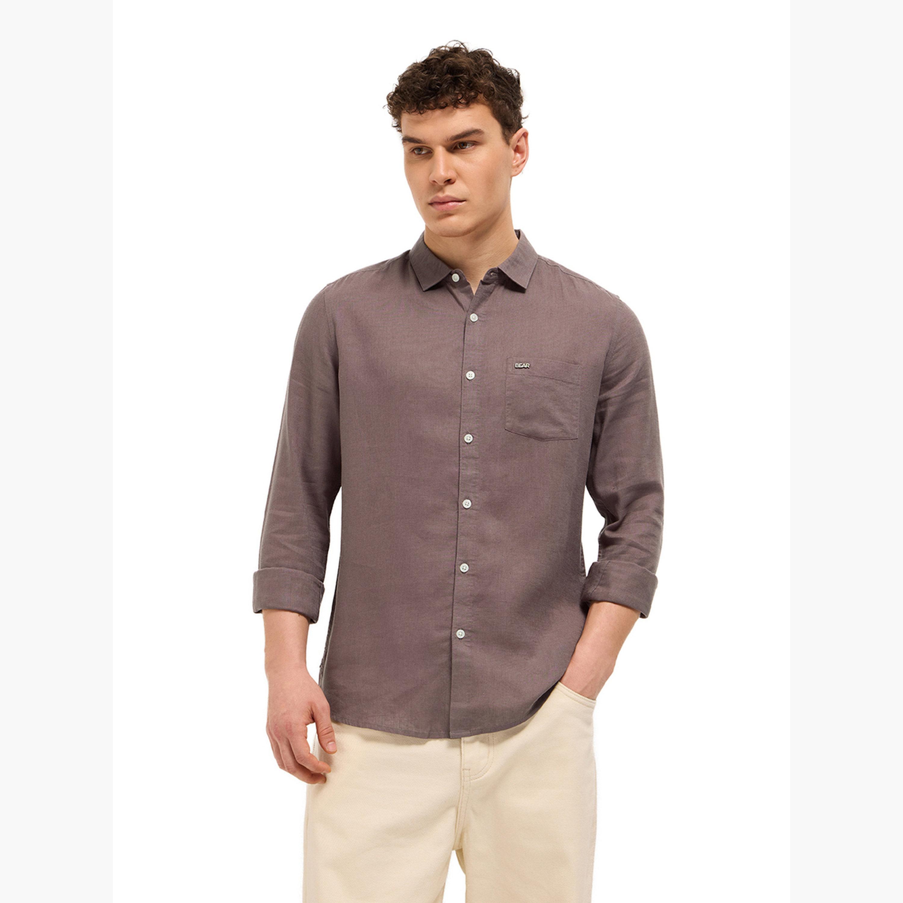 The Bear House X Styli Men's Solid Slim Fit Casual Shirt-men-clothing-shirts-image-4