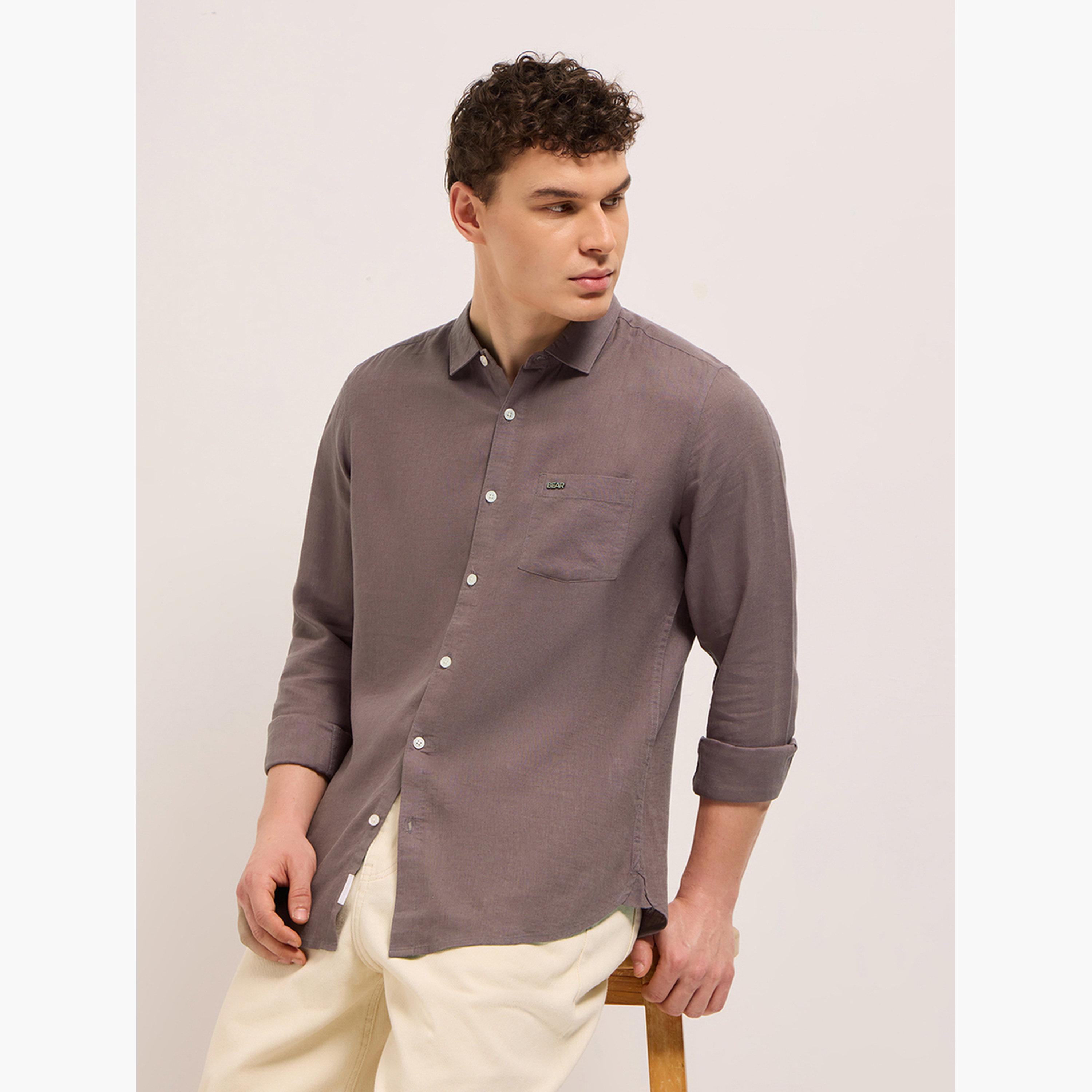 The Bear House X Styli Men's Solid Slim Fit Casual Shirt-men-clothing-shirts-image-5