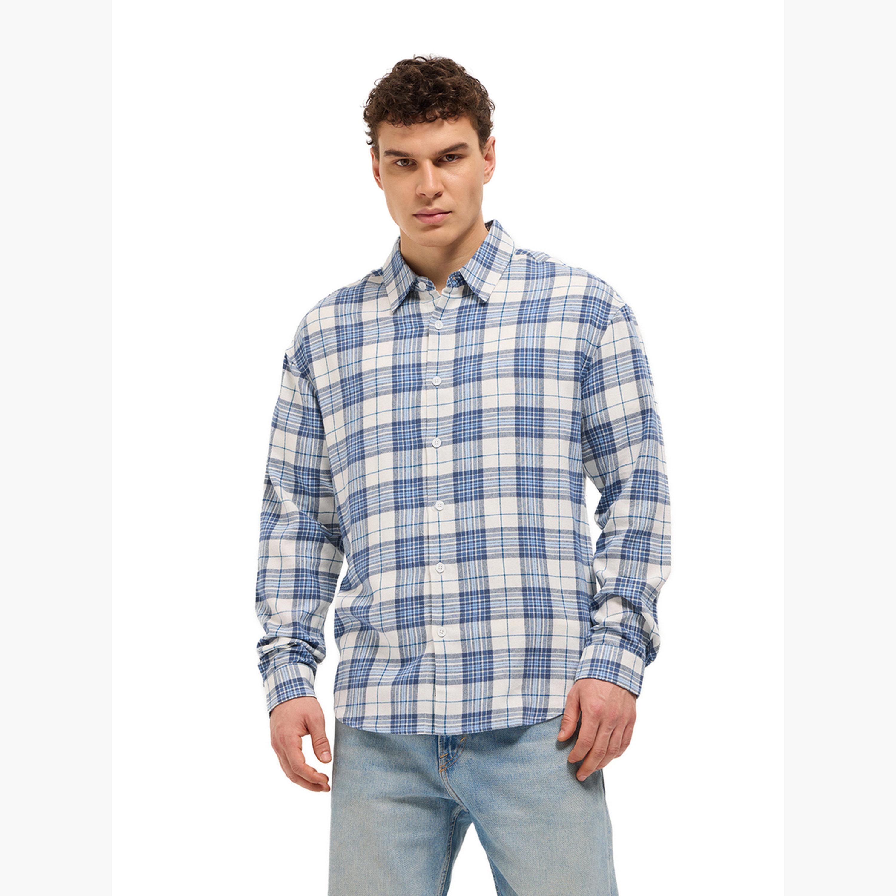 ذا بير هاوس × ستايلي - قميص رجالي كاجوال من الفلانيل القطني المربّع-men-clothing-shirts-image-5