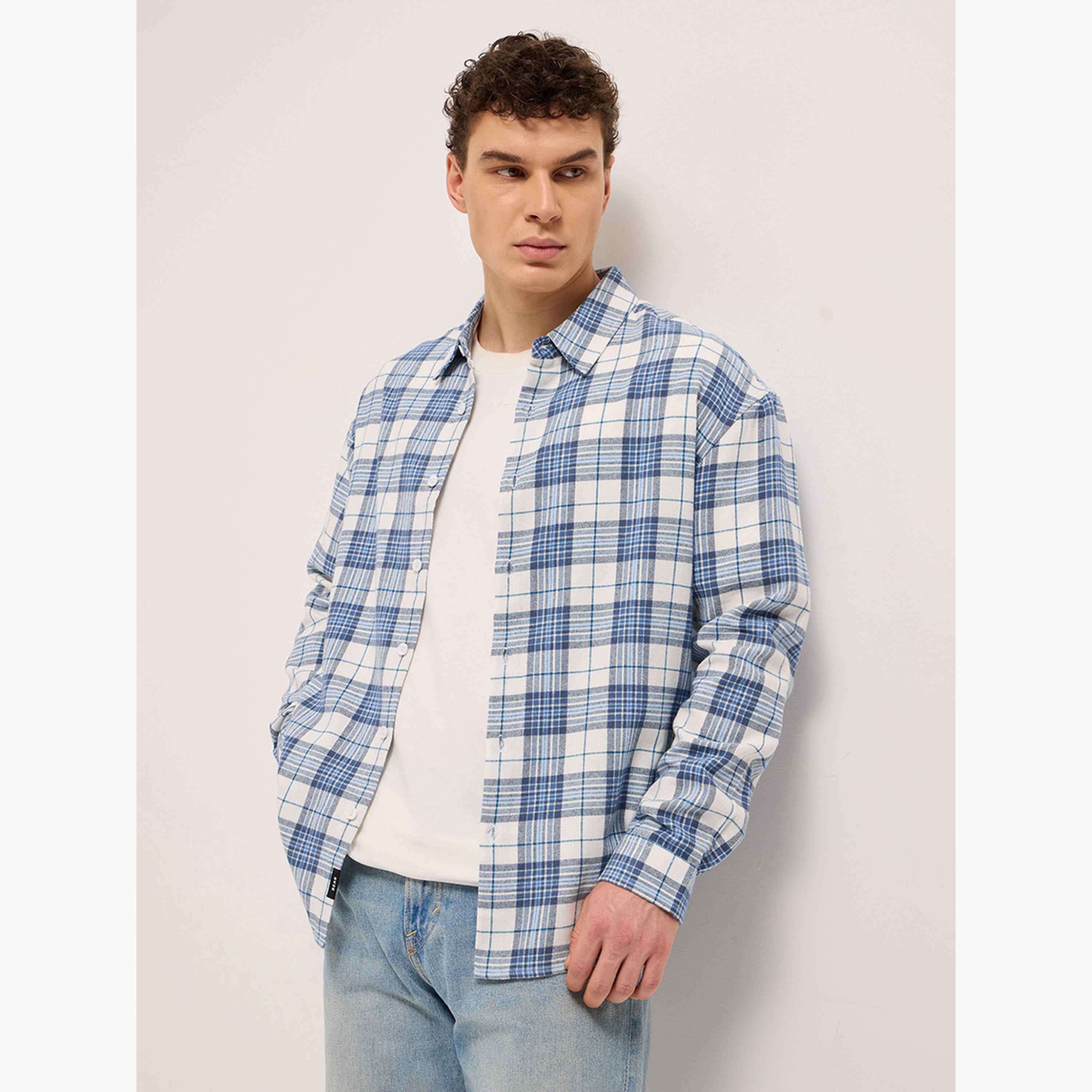 ذا بير هاوس × ستايلي - قميص رجالي كاجوال من الفلانيل القطني المربّع-men-clothing-shirts-image-6