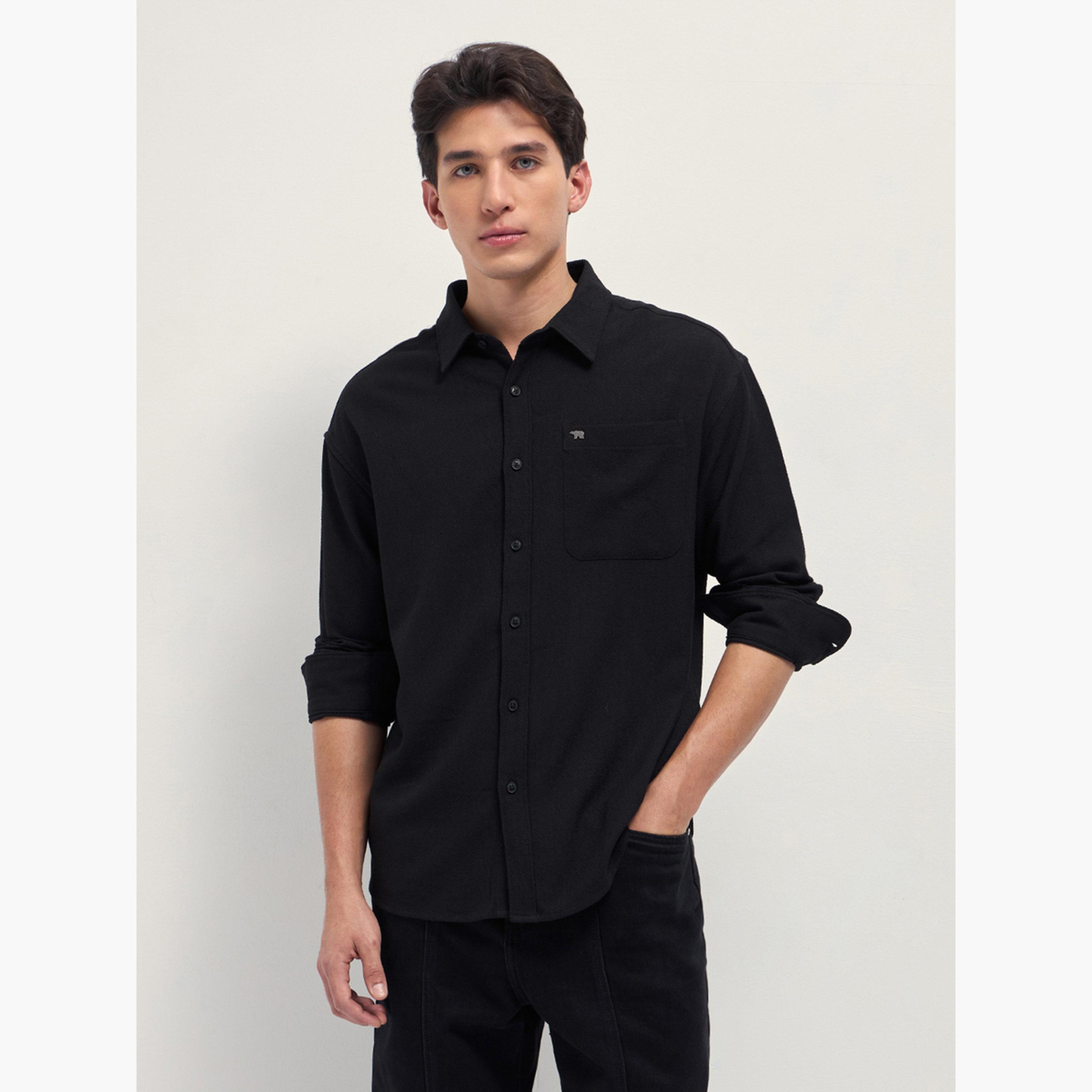 ذا بير هاوس × ستايلي - قميص رجالي كاجوال بقصة مريحة ومنسوجة بنسيج مميز-men-clothing-shirts-image-1