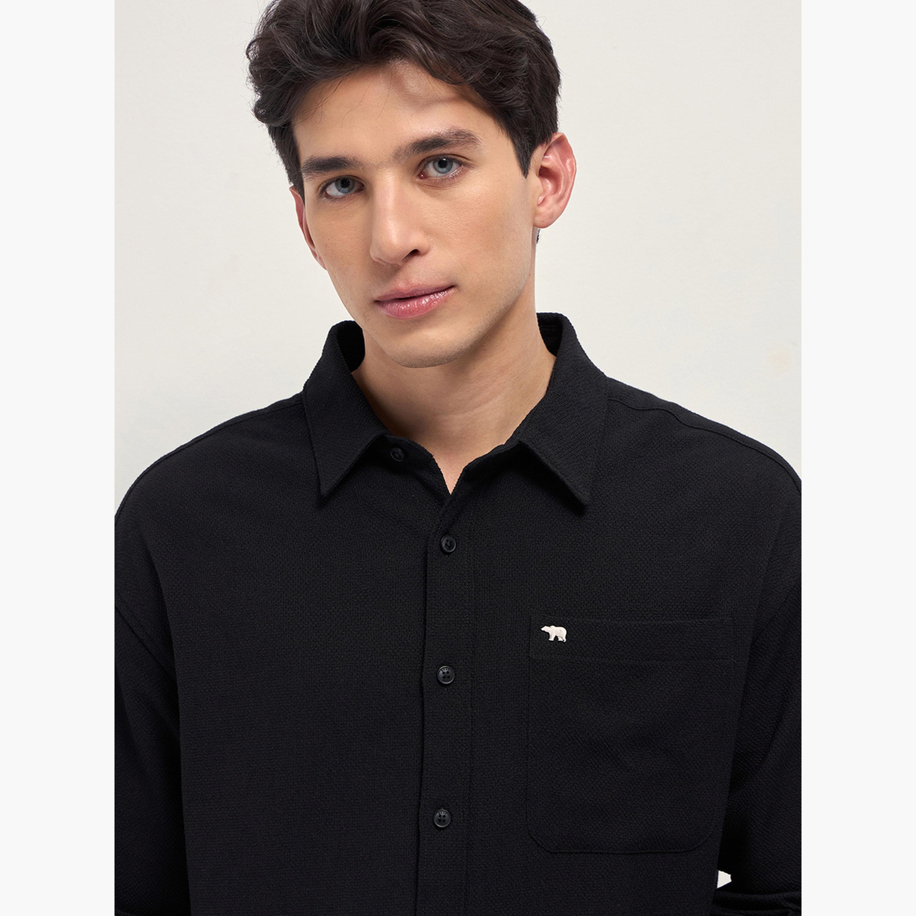 ذا بير هاوس × ستايلي - قميص رجالي كاجوال بقصة مريحة ومنسوجة بنسيج مميز-men-clothing-shirts-image-2