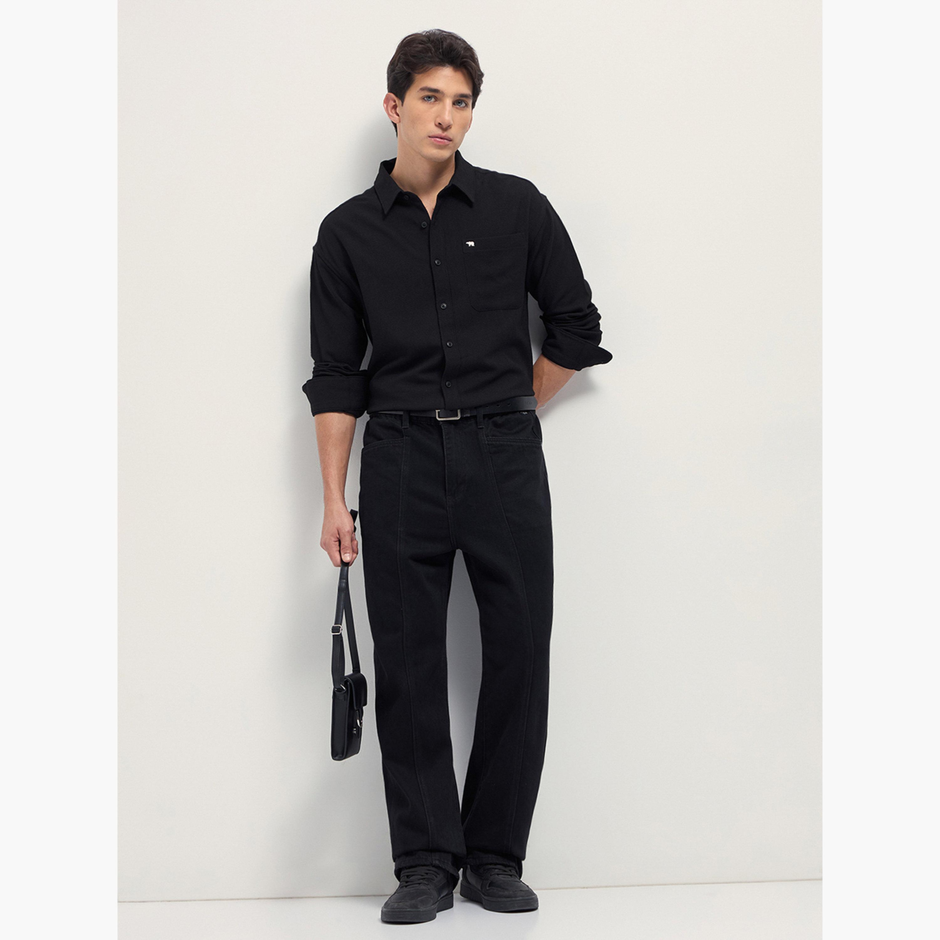 ذا بير هاوس × ستايلي - قميص رجالي كاجوال بقصة مريحة ومنسوجة بنسيج مميز-men-clothing-shirts-image-4