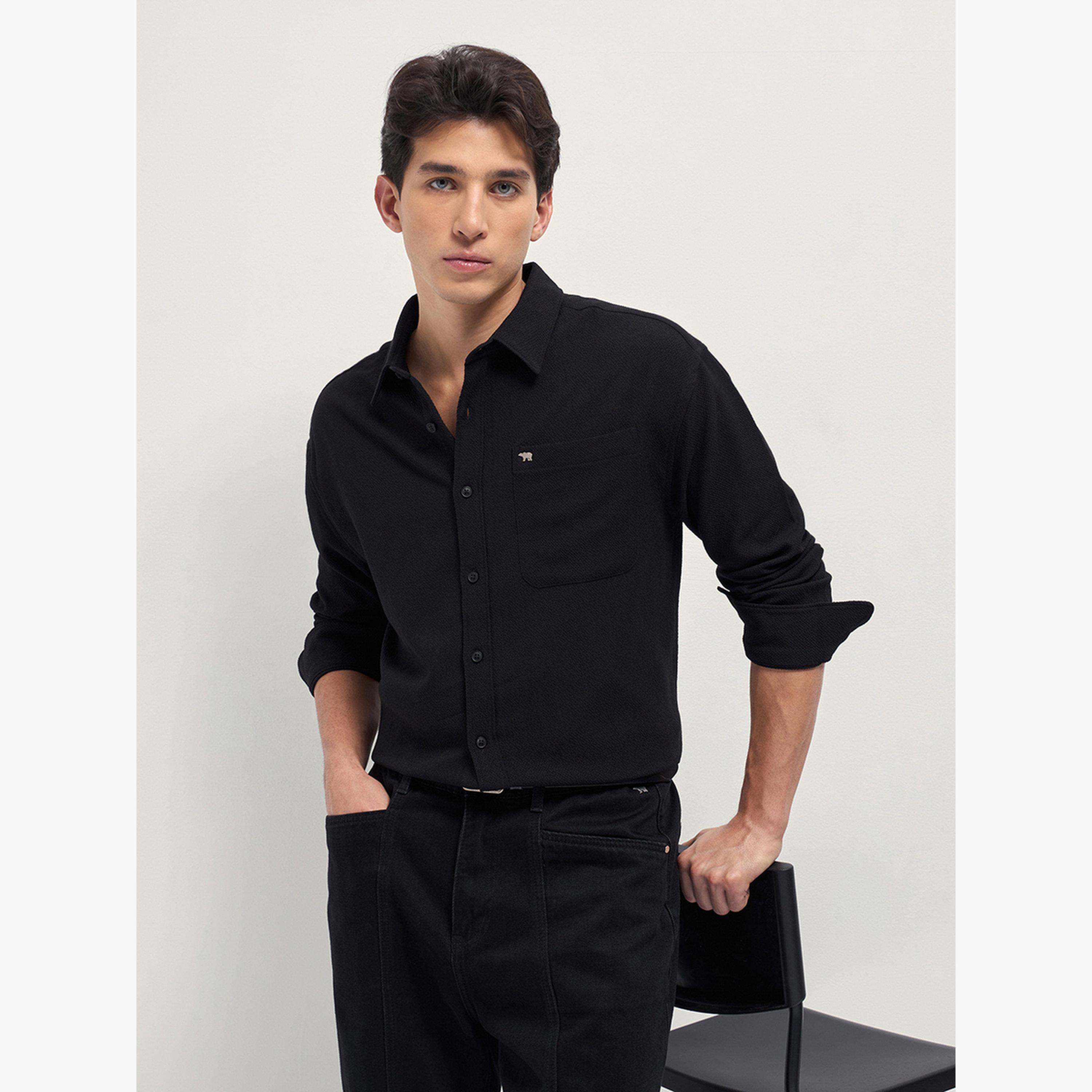 ذا بير هاوس × ستايلي - قميص رجالي كاجوال بقصة مريحة ومنسوجة بنسيج مميز-men-clothing-shirts-image-6