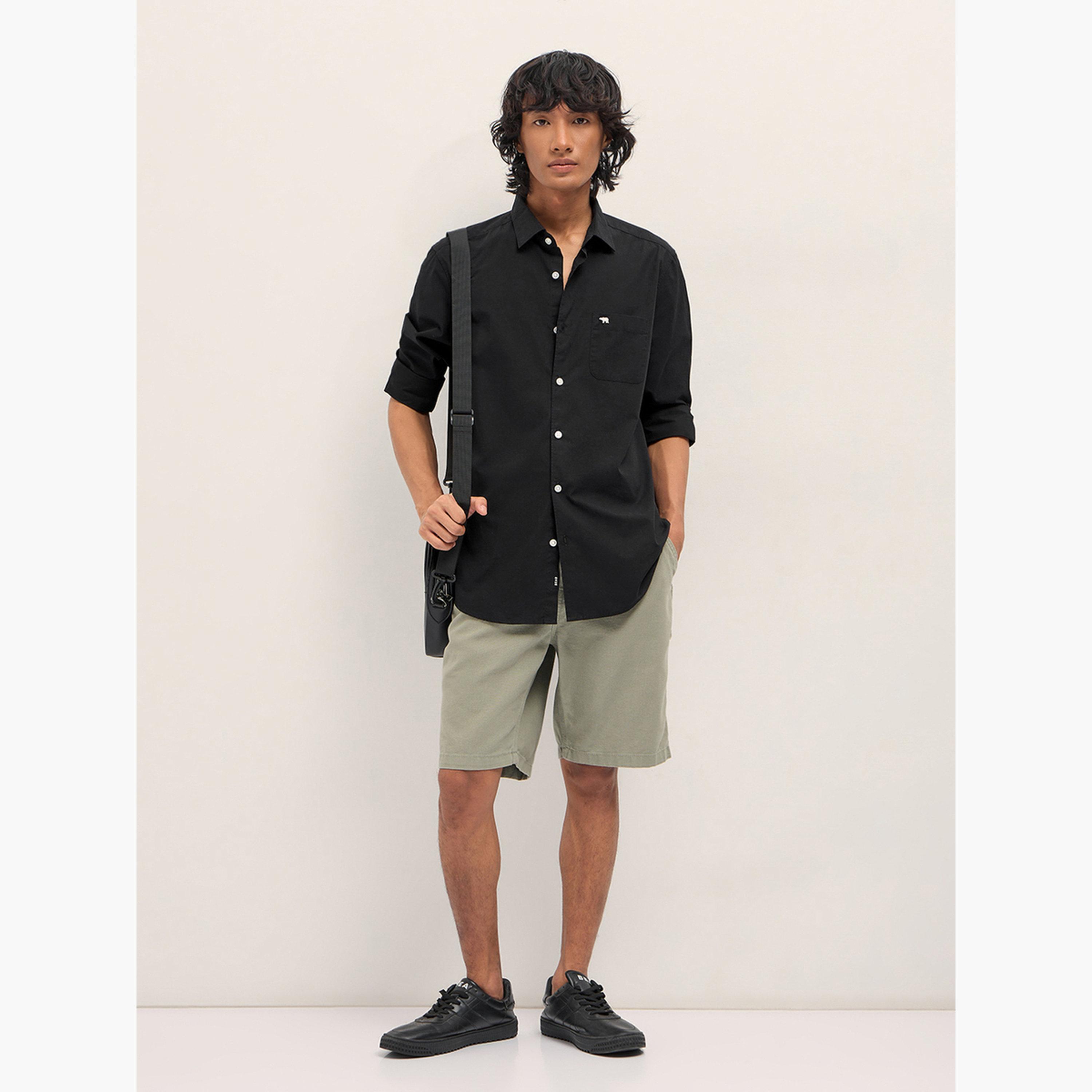 The Bear House X Styli Men's Solid Cotton Slim Fit Casual Shirt-men-clothing-shirts-image-2