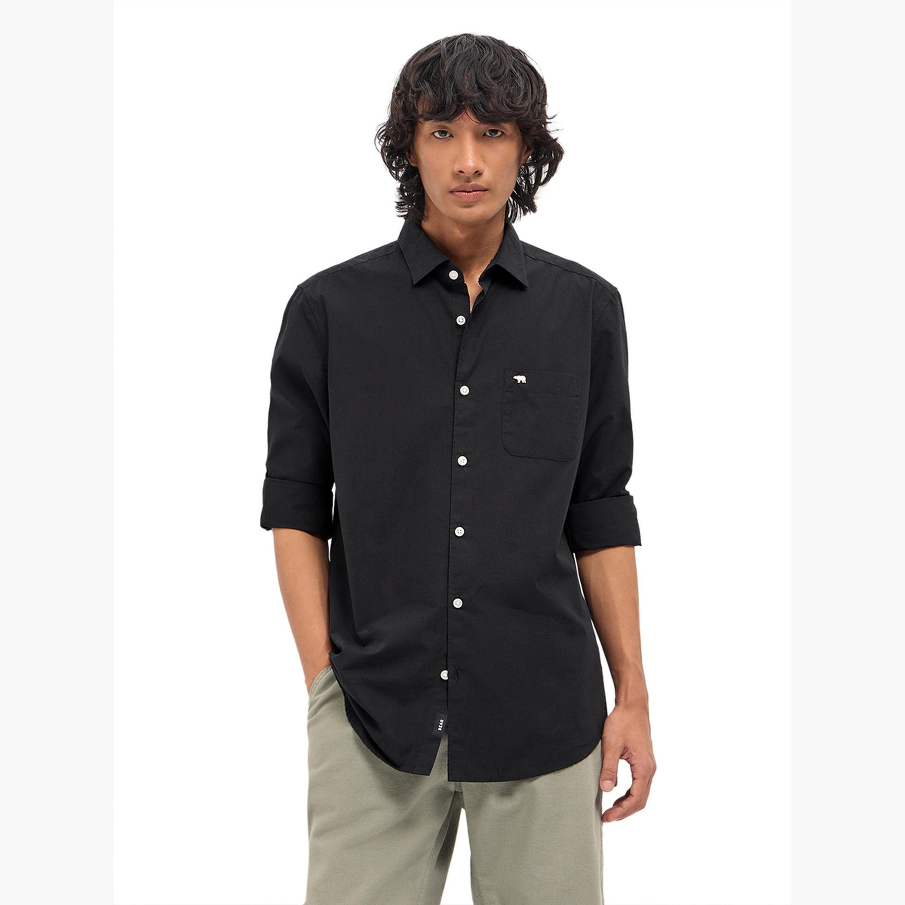 The Bear House X Styli Men's Solid Cotton Slim Fit Casual Shirt-men-clothing-shirts-image-4