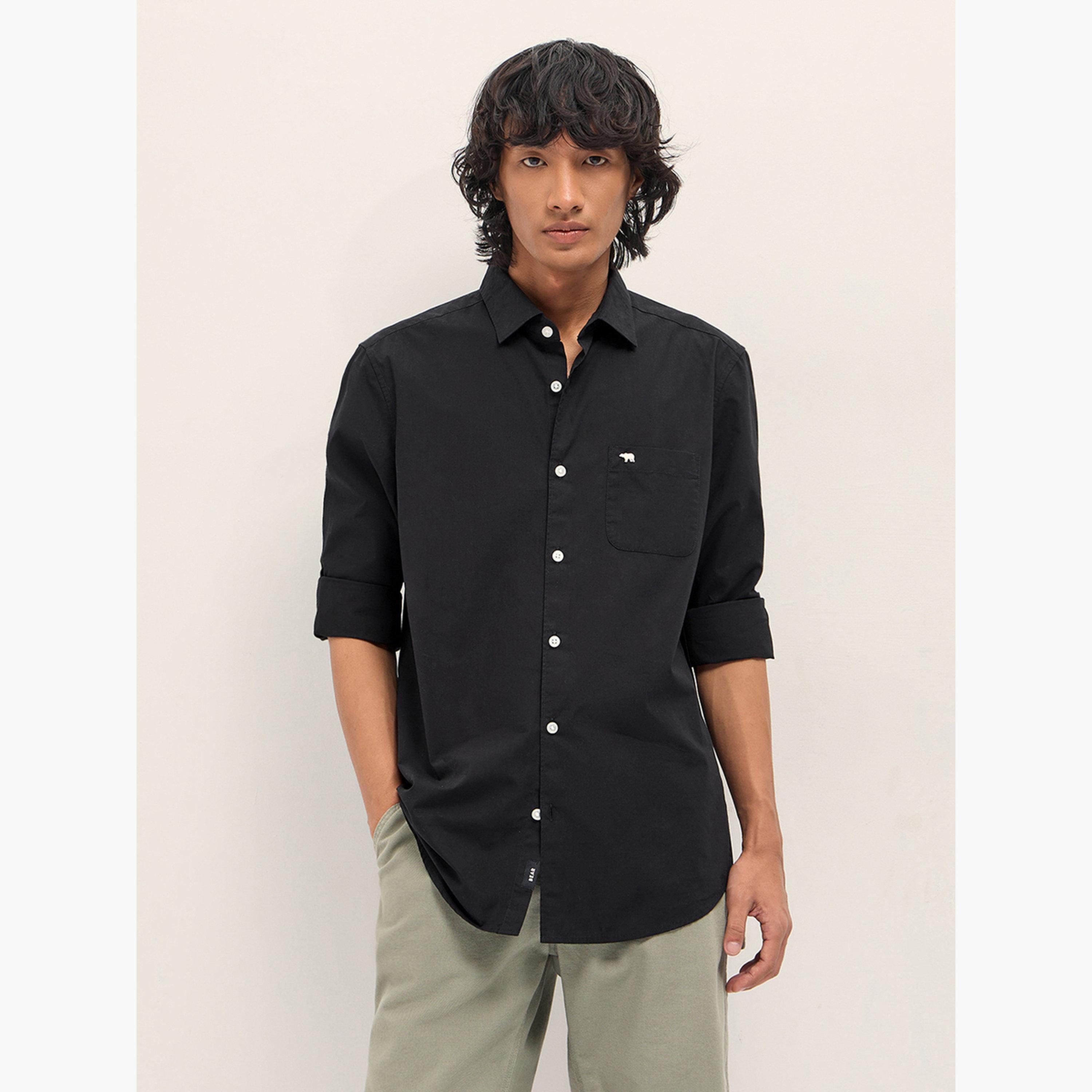 The Bear House X Styli Men's Solid Cotton Slim Fit Casual Shirt-men-clothing-shirts-image-5