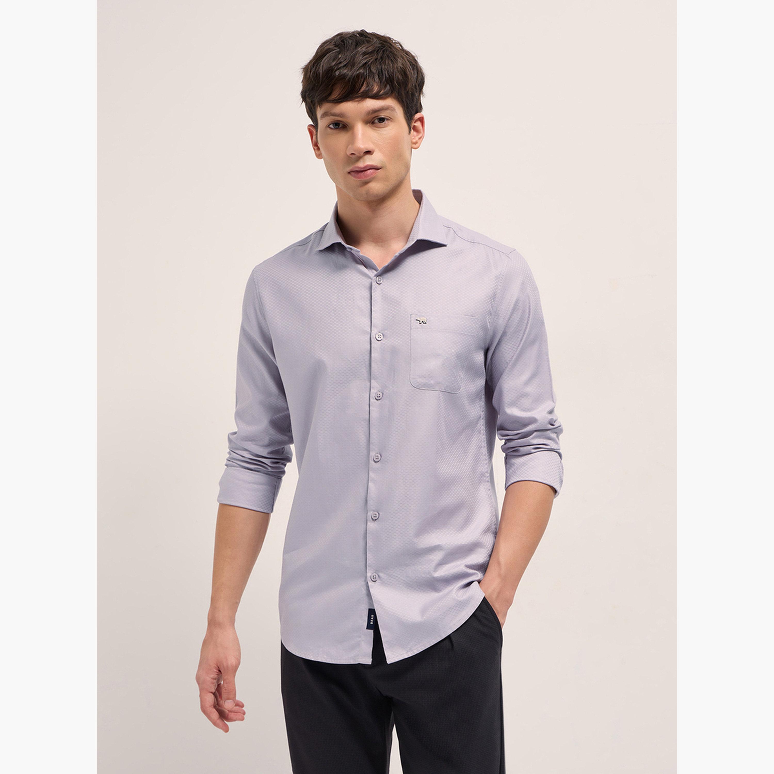 ذا بير هاوس × ستايلي - قميص رجالي رسمي تصميم منسوج قصة محددة-men-clothing-shirts-image-1