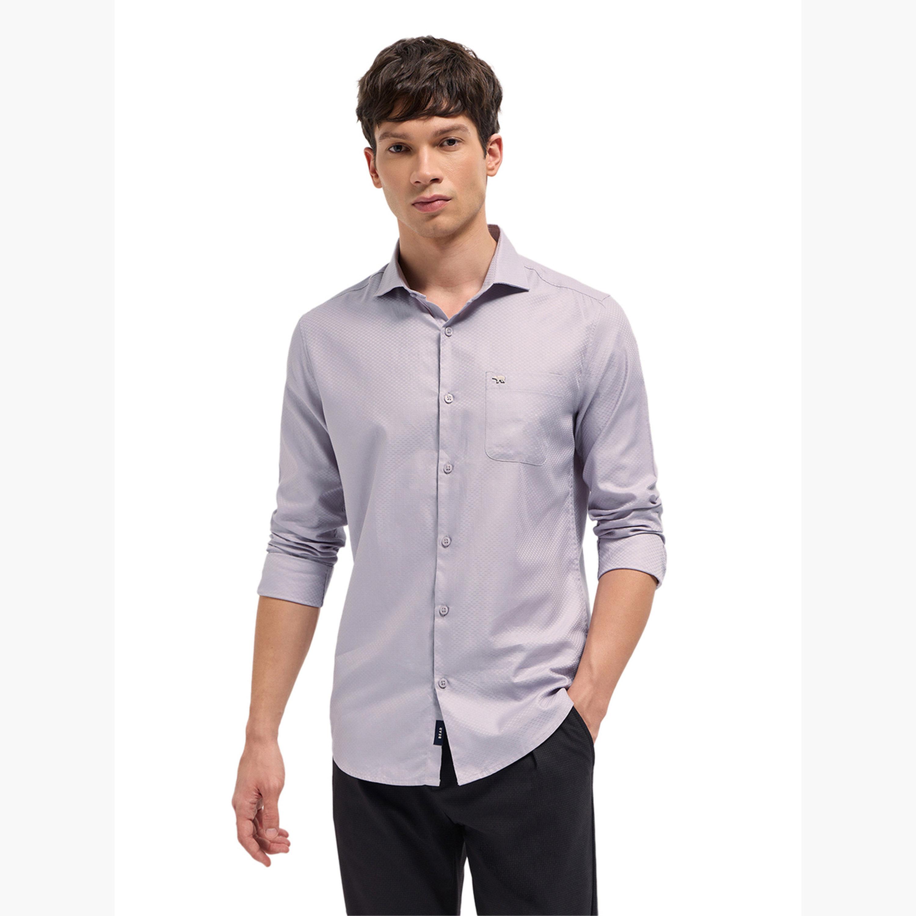 ذا بير هاوس × ستايلي - قميص رجالي رسمي تصميم منسوج قصة محددة-men-clothing-shirts-image-4