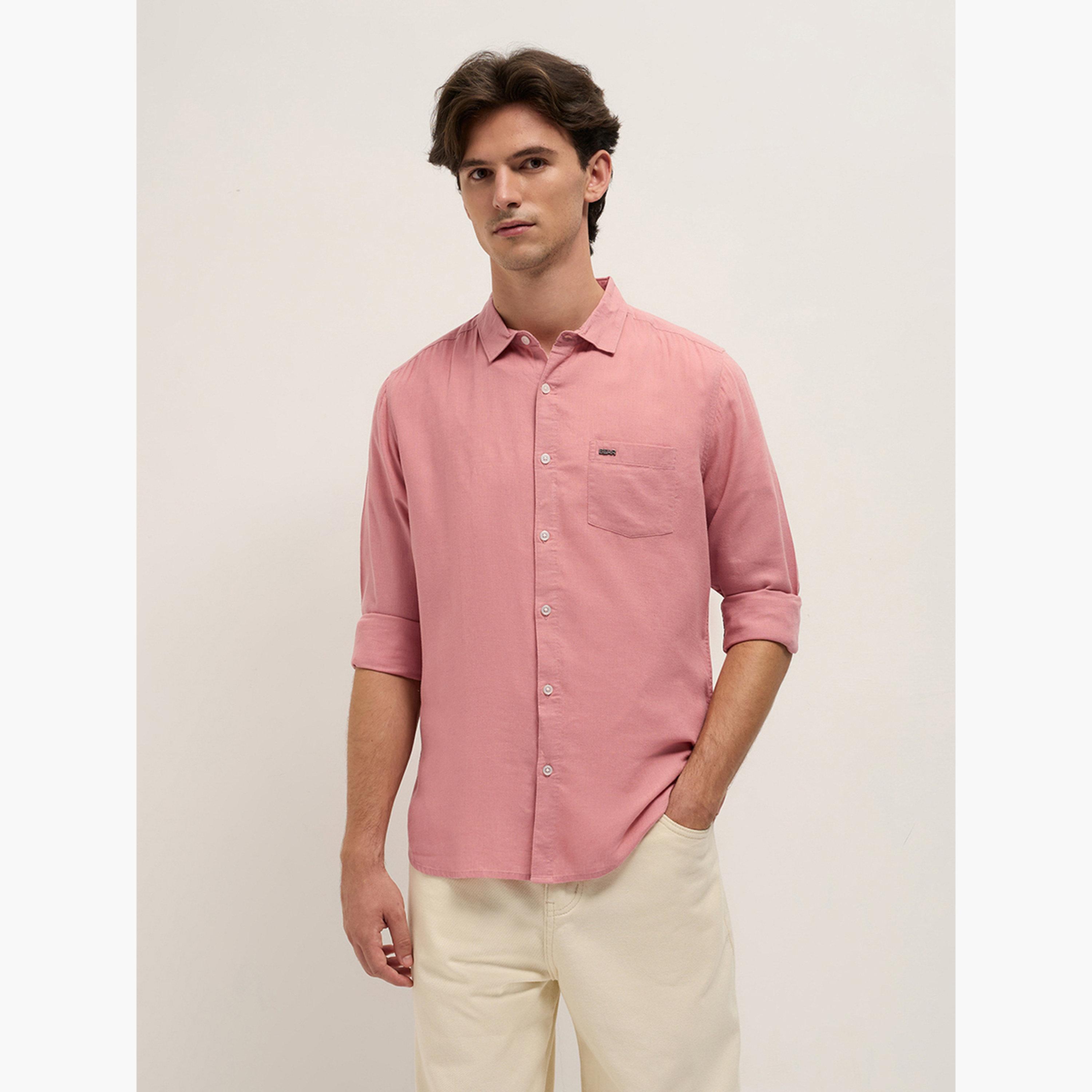 ذا بير هاوس × ستايلي - قميص رجالي سادة بقصة ضيقة غير رسمية-men-clothing-shirts-image-1