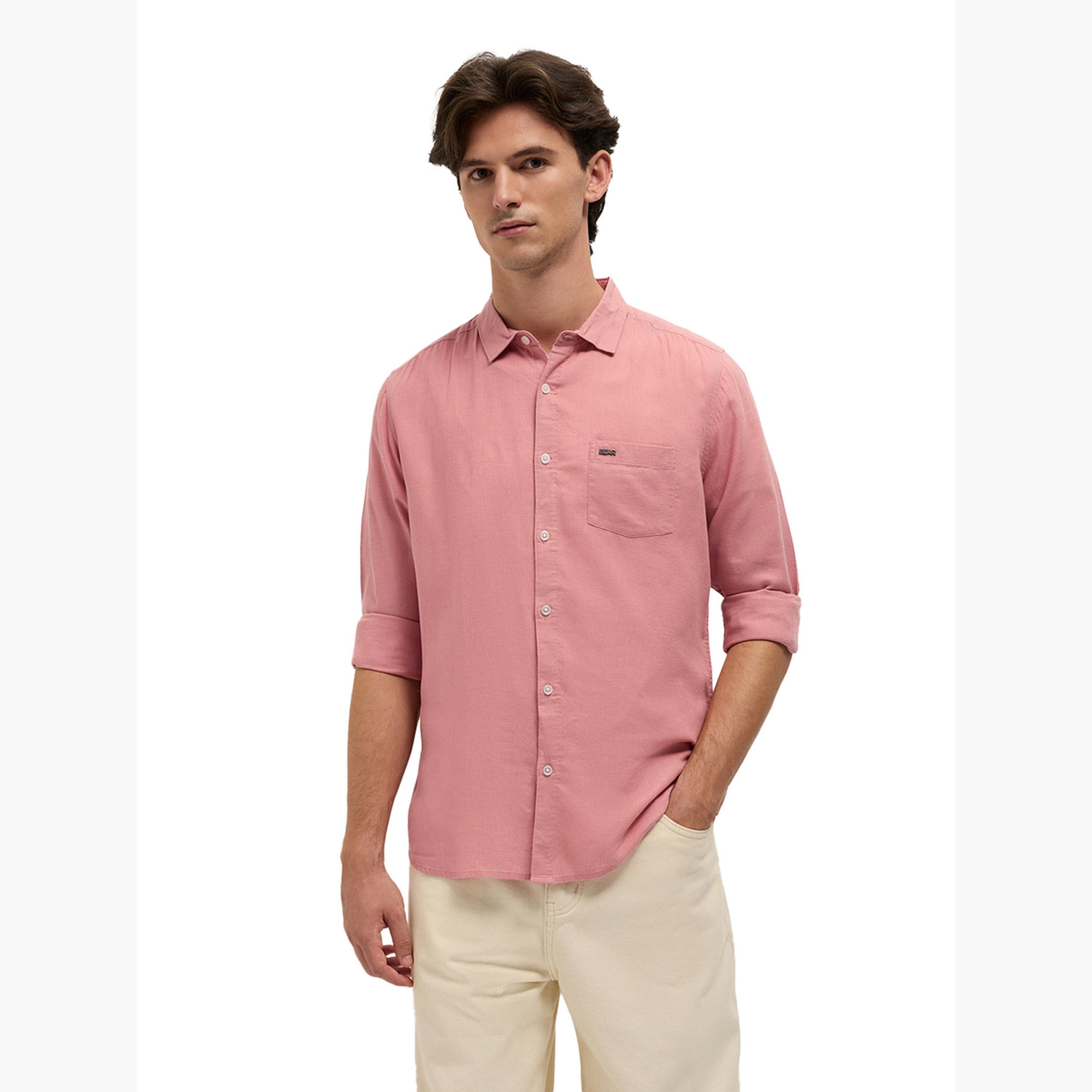 ذا بير هاوس × ستايلي - قميص رجالي سادة بقصة ضيقة غير رسمية-men-clothing-shirts-image-3