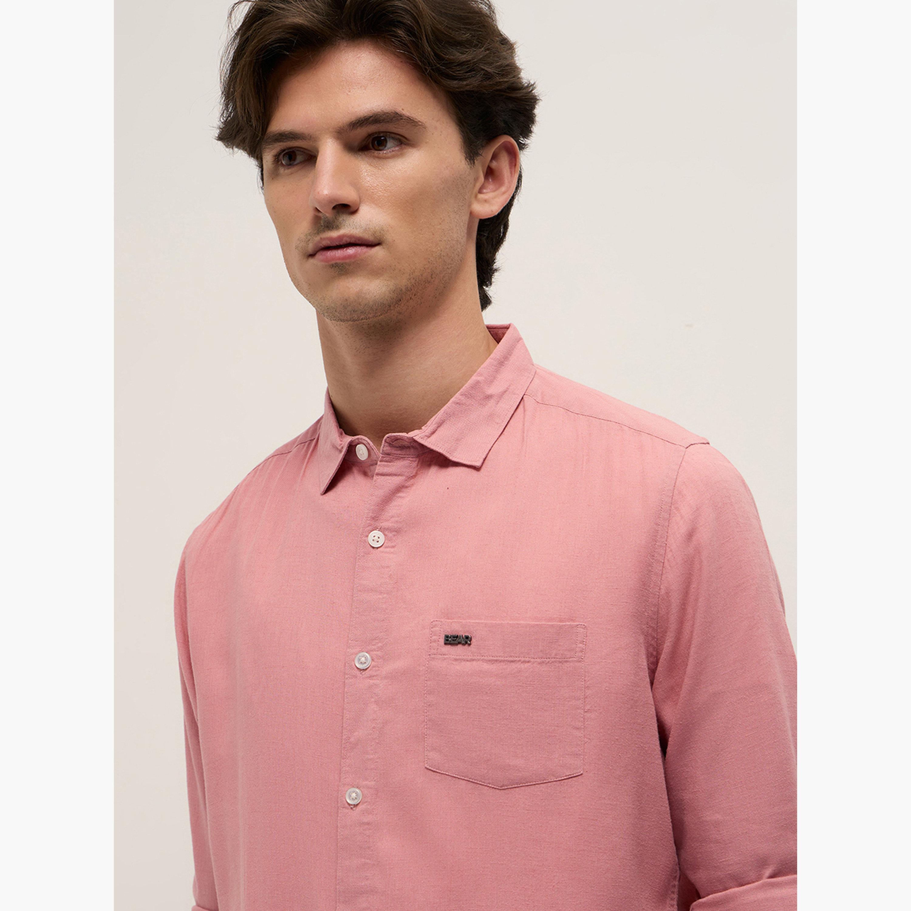 ذا بير هاوس × ستايلي - قميص رجالي سادة بقصة ضيقة غير رسمية-men-clothing-shirts-image-4