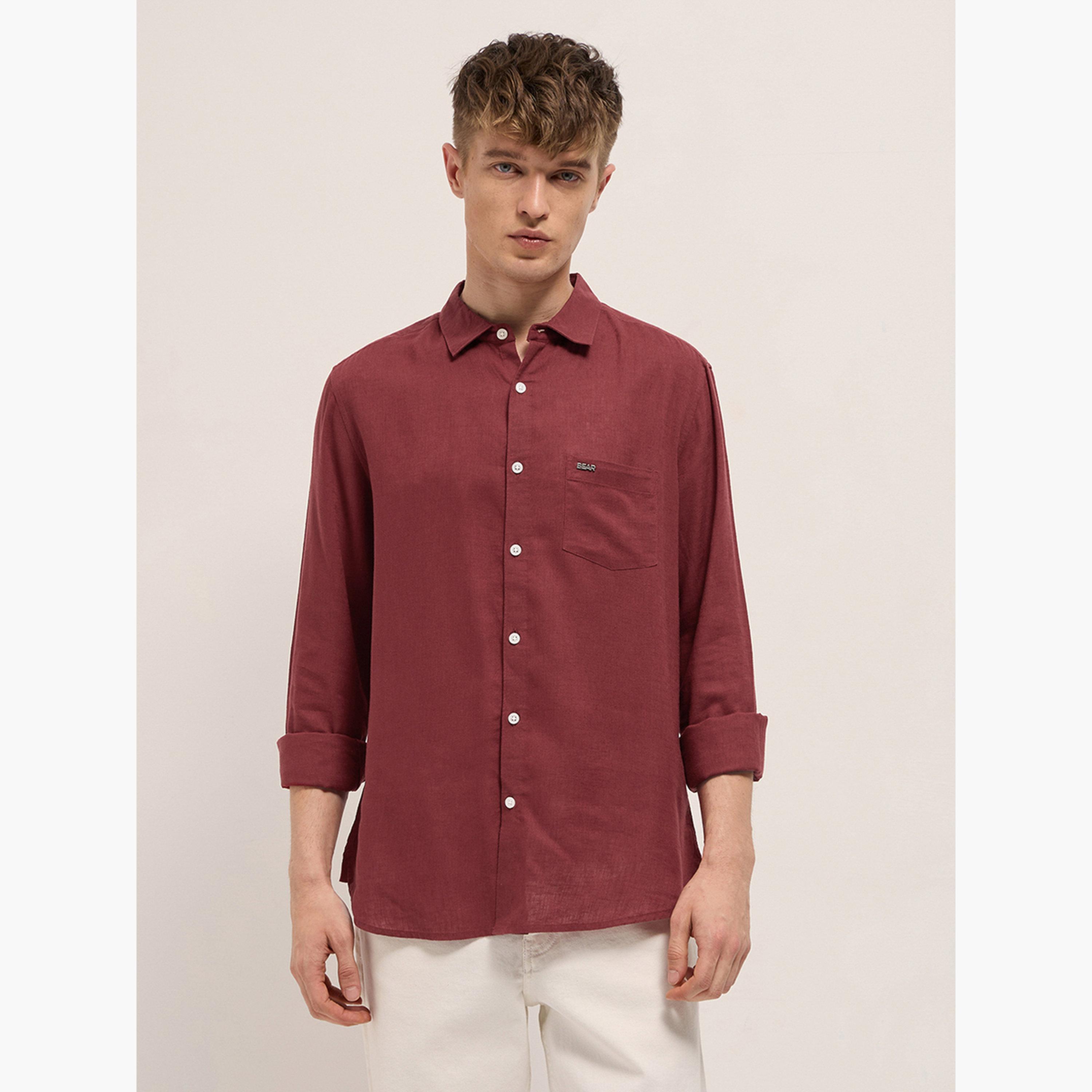The Bear House X Styli Men's Solid Slim Fit Casual Shirt-men-clothing-shirts-image-1