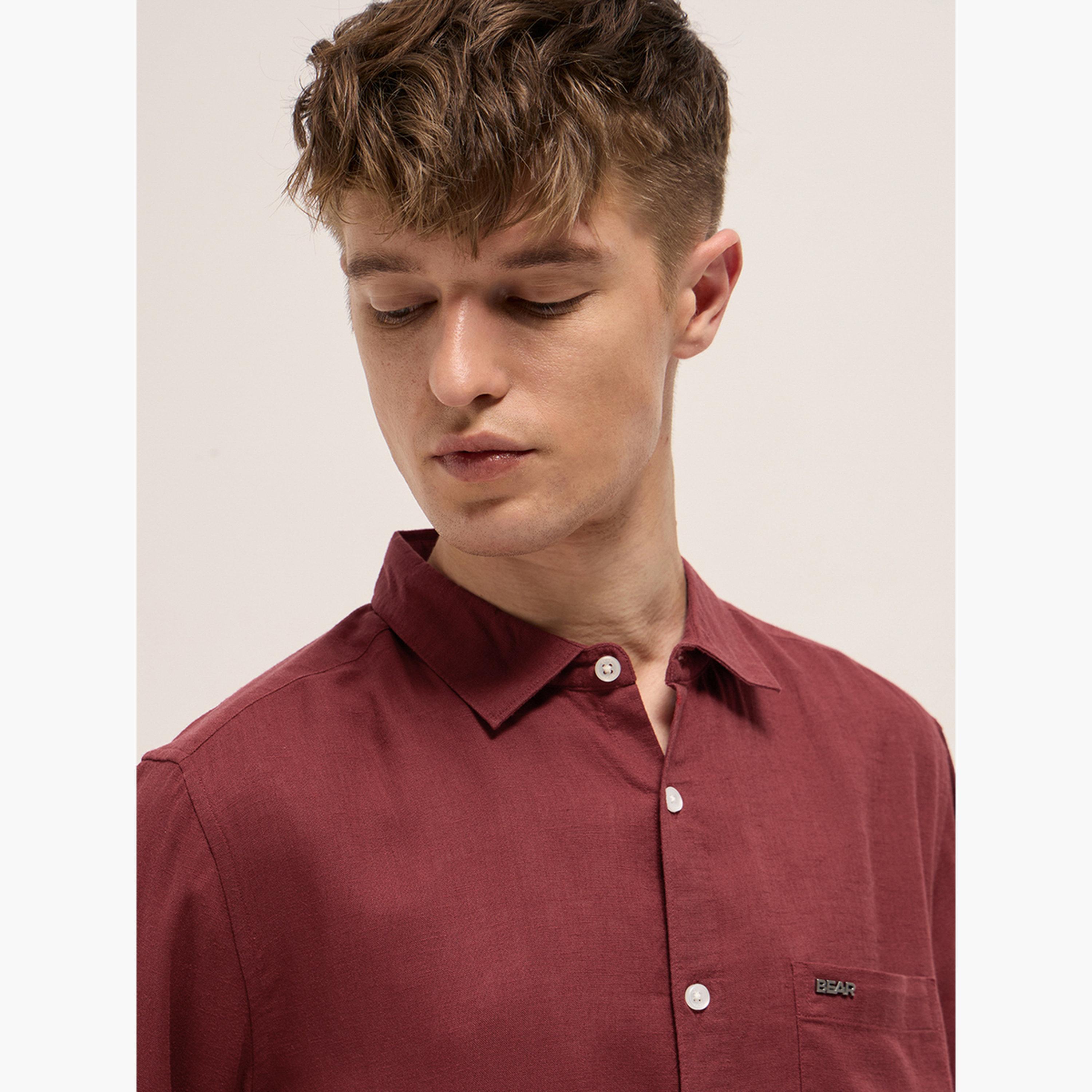 The Bear House X Styli Men's Solid Slim Fit Casual Shirt-men-clothing-shirts-image-2