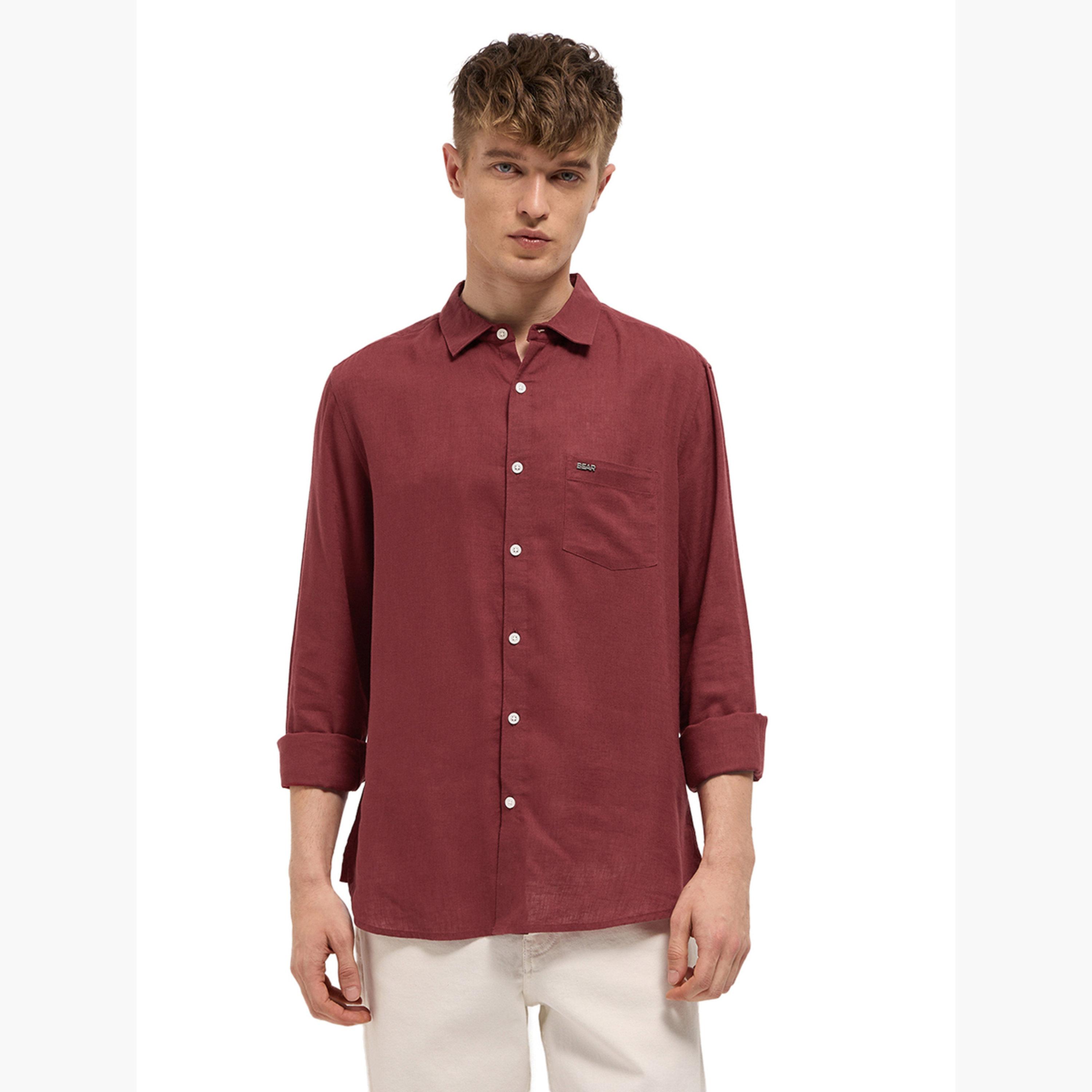 ذا بير هاوس × ستايلي - قميص رجالي سادة بقصة ضيقة غير رسمية-men-clothing-shirts-image-3