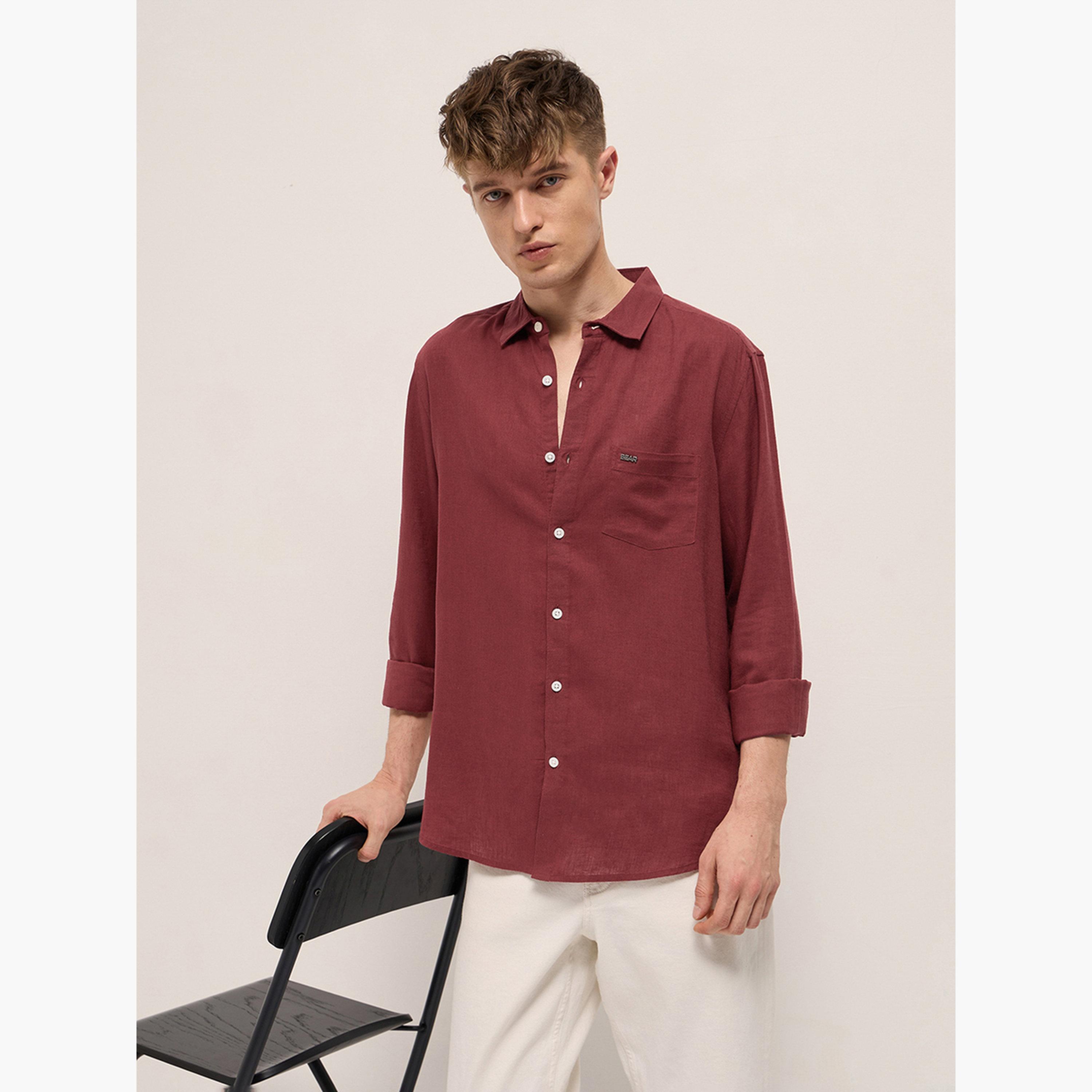 The Bear House X Styli Men's Solid Slim Fit Casual Shirt-men-clothing-shirts-image-5