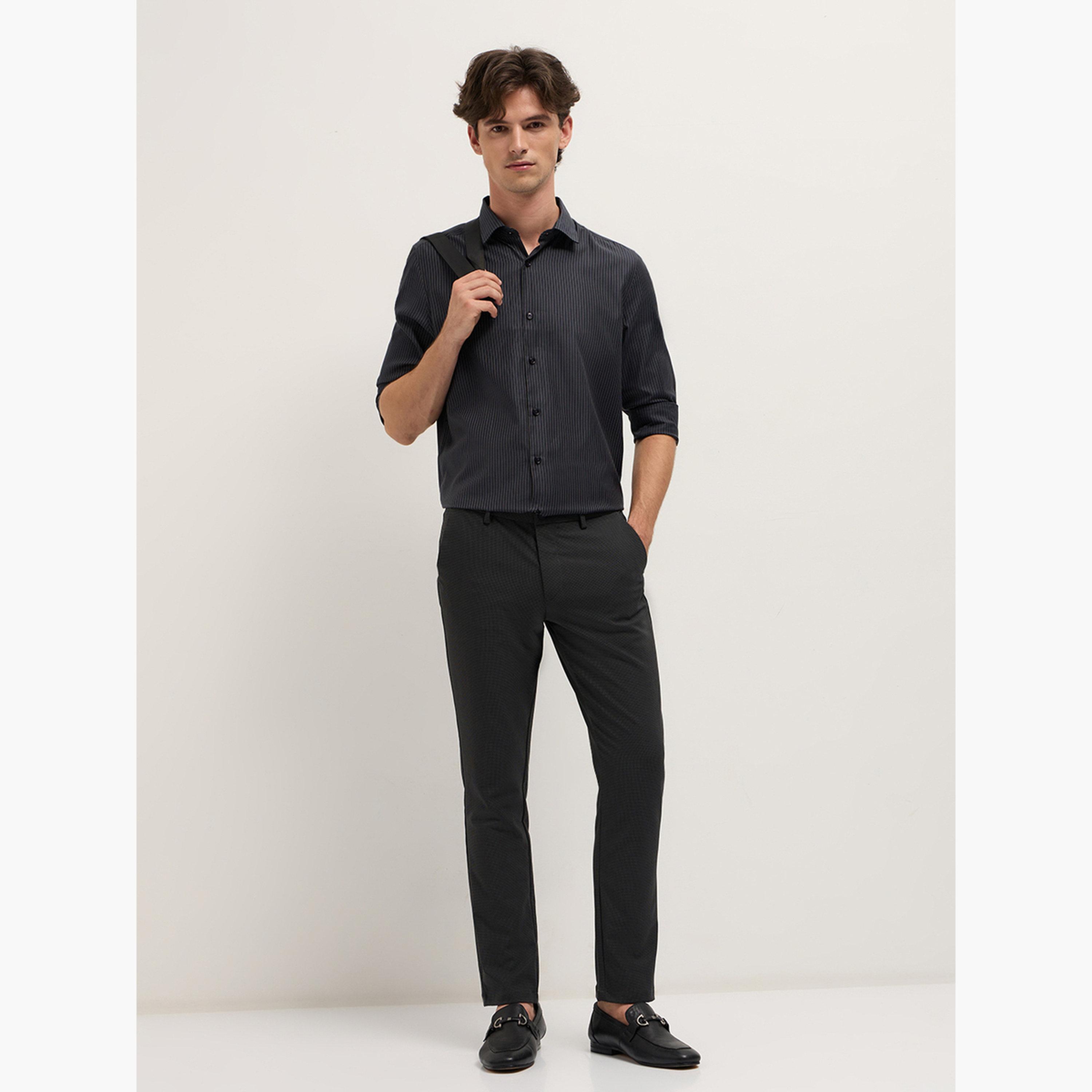 ذا بير هاوس × ستايلي - قميص رجالي رسمي مخطط منسوج قصة محددة-men-clothing-shirts-image-2