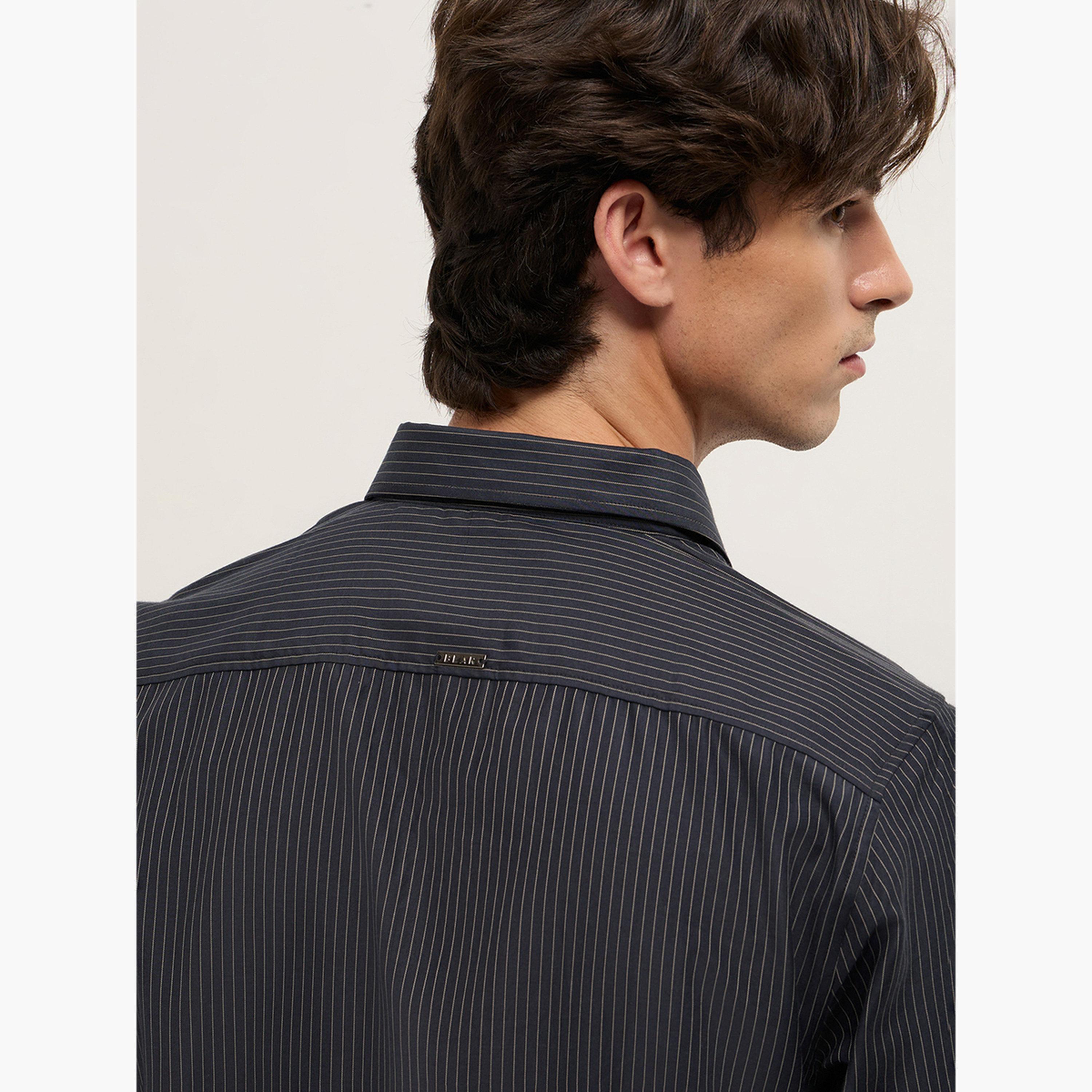 ذا بير هاوس × ستايلي - قميص رجالي رسمي مخطط منسوج قصة محددة-men-clothing-shirts-image-3