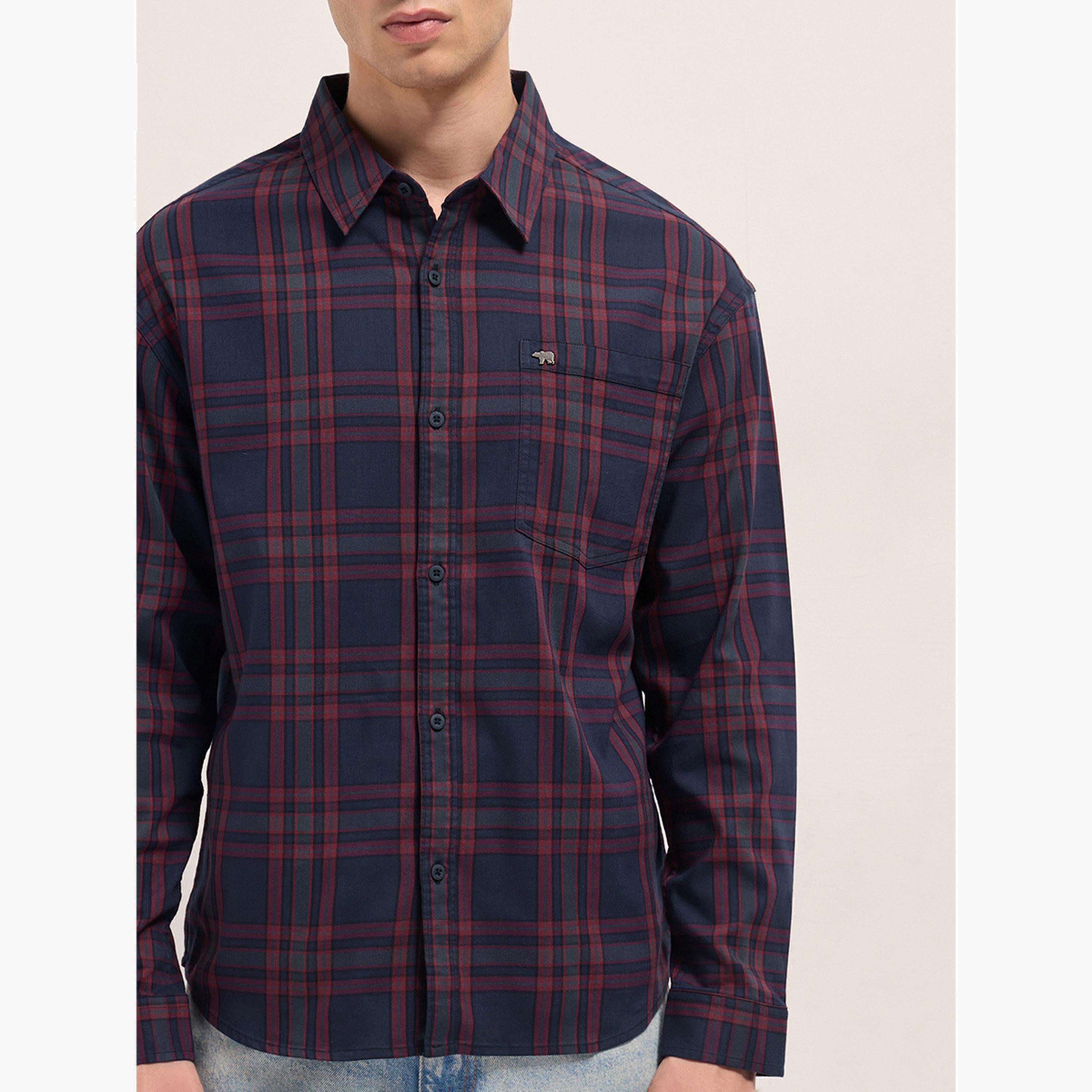 The Bear House X Styli Men Cotton Checked Relaxed Fit Casual Overshirt-men-clothing-shirts-image-3