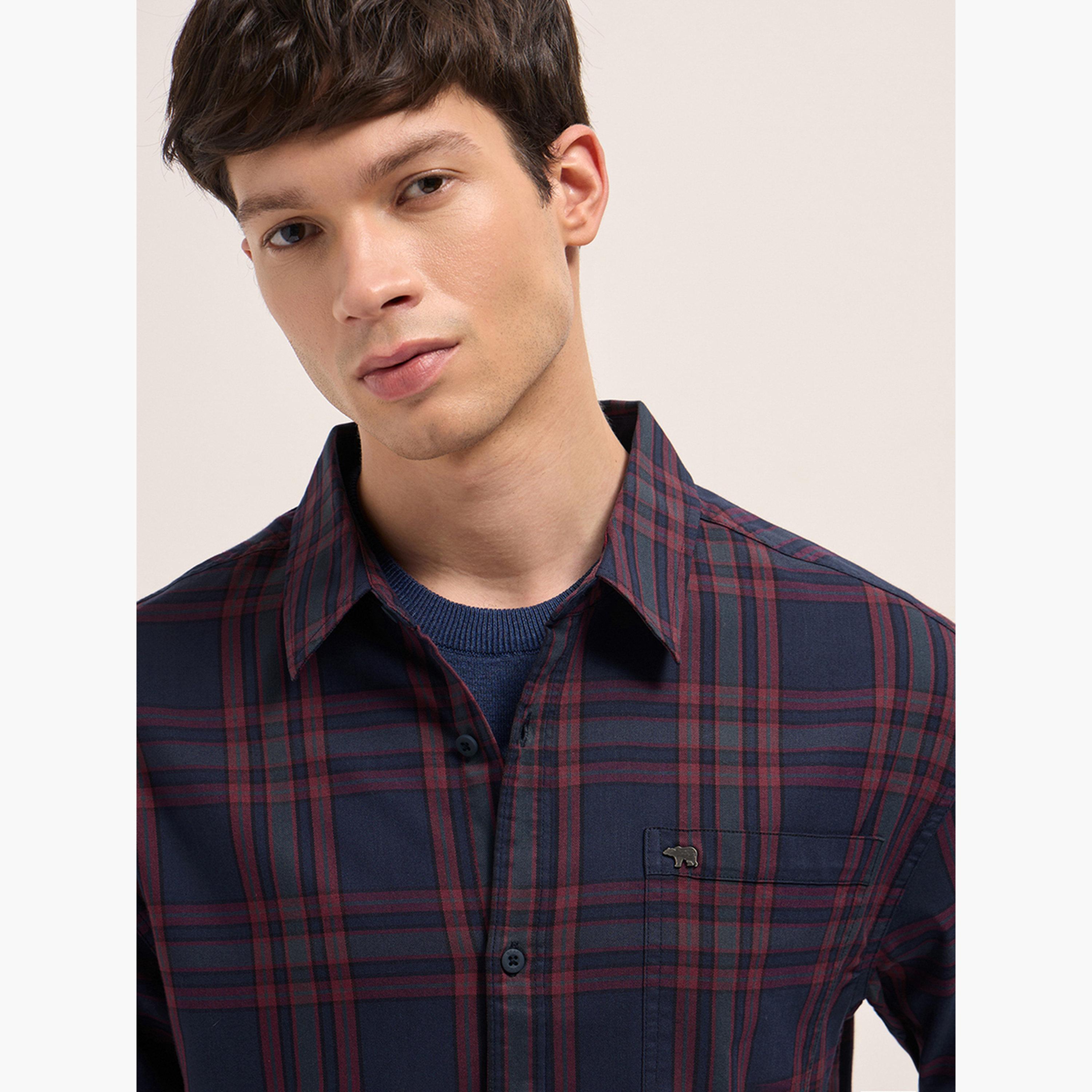 The Bear House X Styli Men Cotton Checked Relaxed Fit Casual Overshirt-men-clothing-shirts-image-4