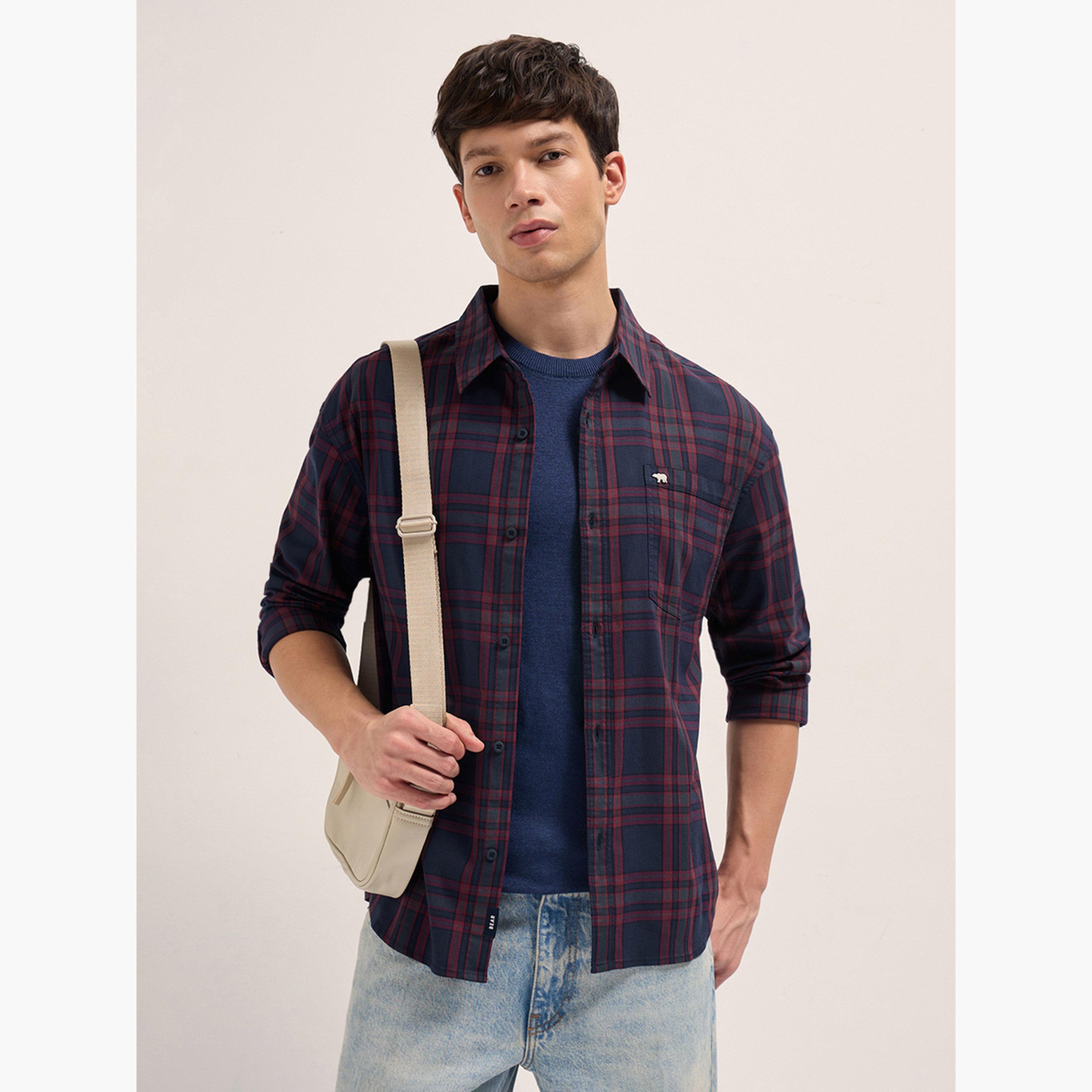 The Bear House X Styli Men Cotton Checked Relaxed Fit Casual Overshirt-men-clothing-shirts-image-5