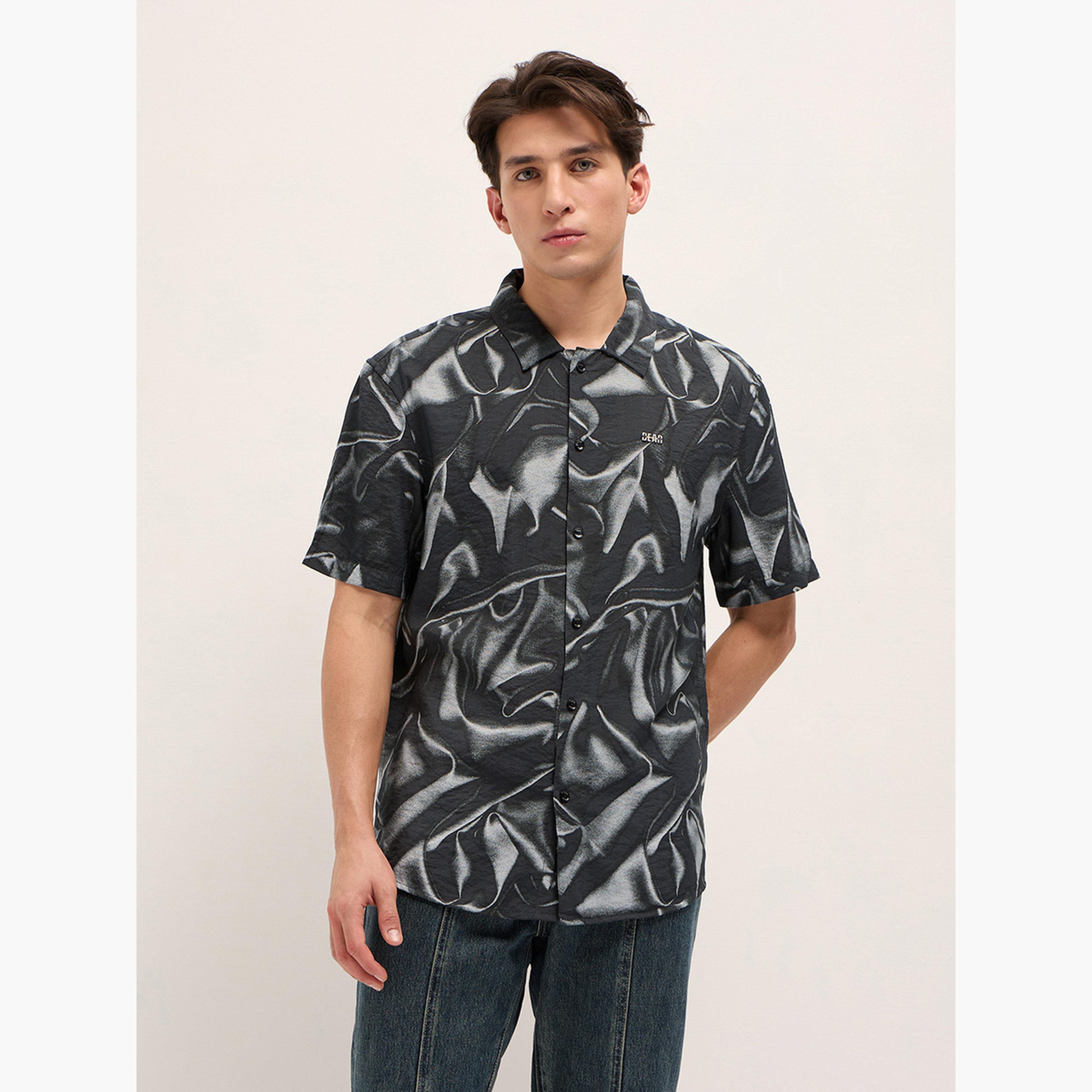 ذا بير هاوس × ستايلي - قميص رجالي كاجوال تصميم تجريدي مريح وعصري-men-clothing-shirts-image-1