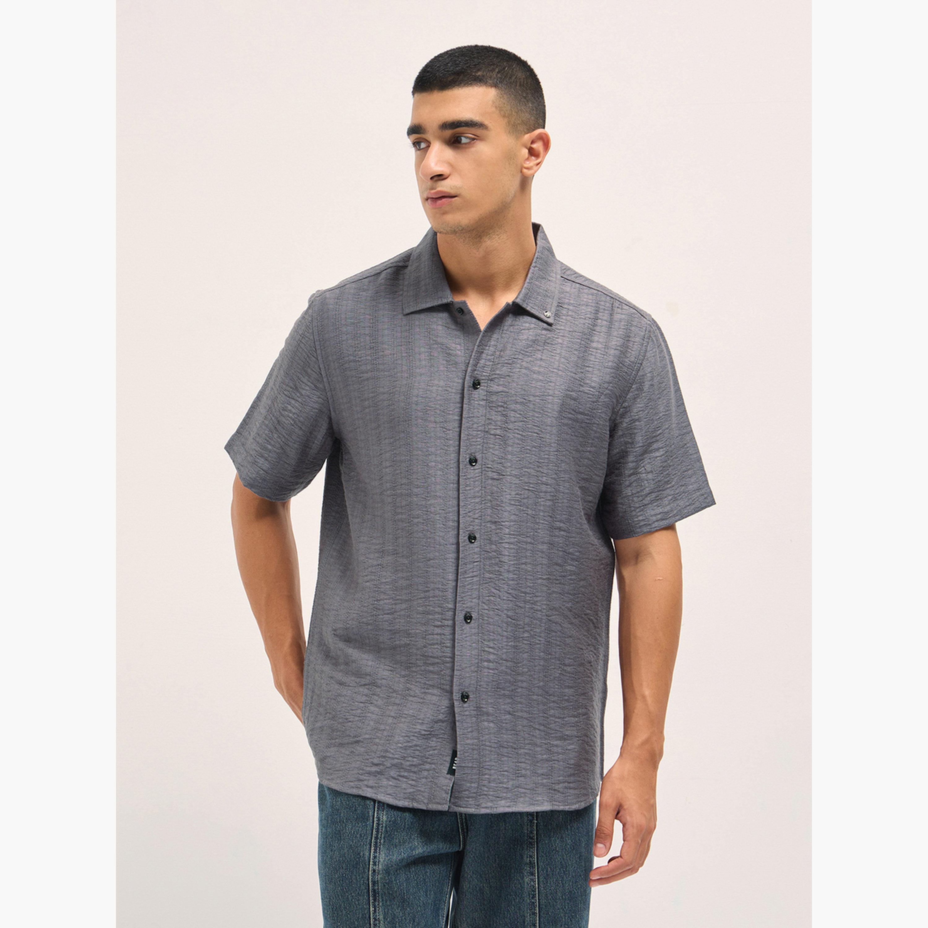 The Bear House X Styli Men Textured Regular Fit Casual Shirt-men-clothing-shirts-image-1