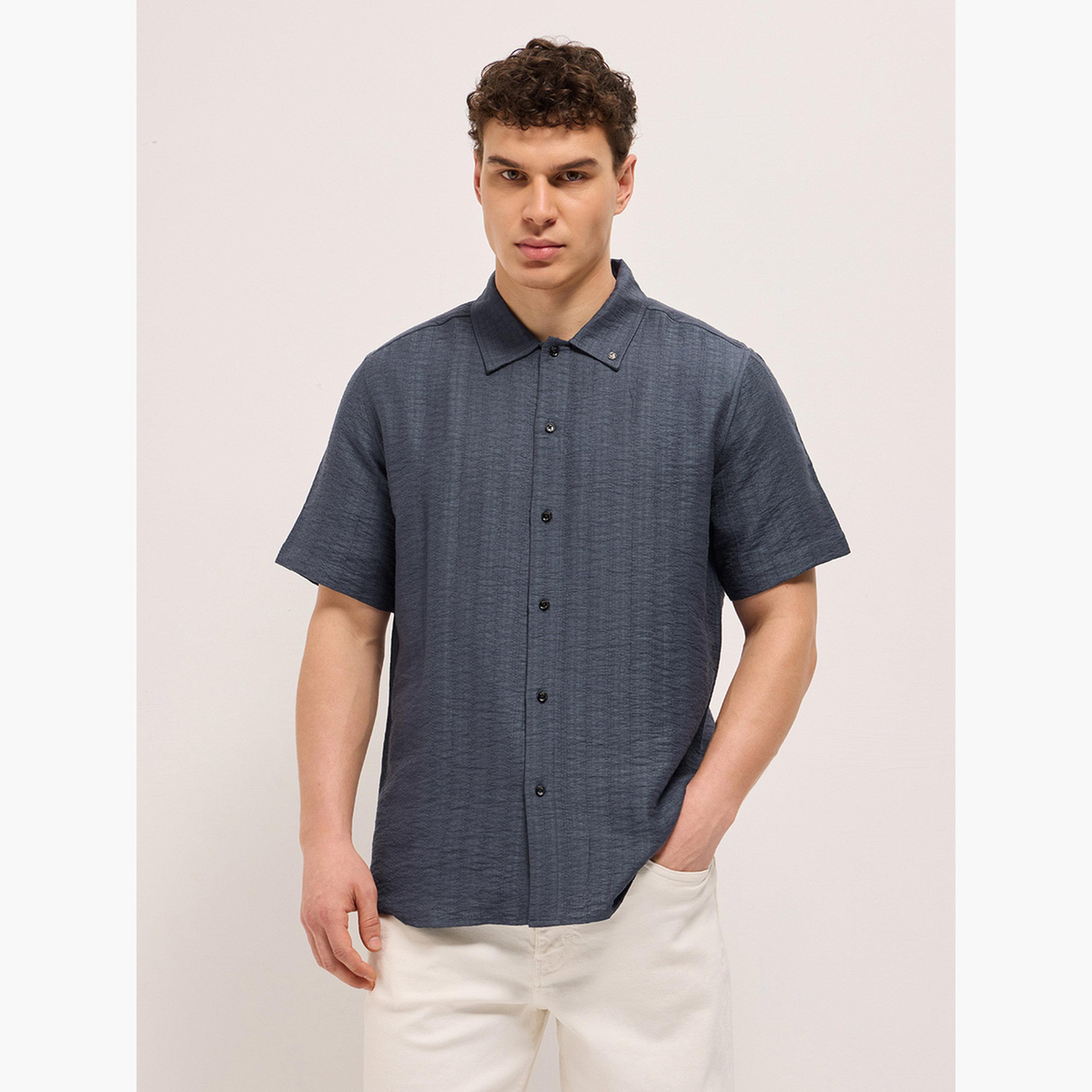 The Bear House X Styli Men's Texturted Regular Fit Casual Shirt-men-clothing-shirts-image-1