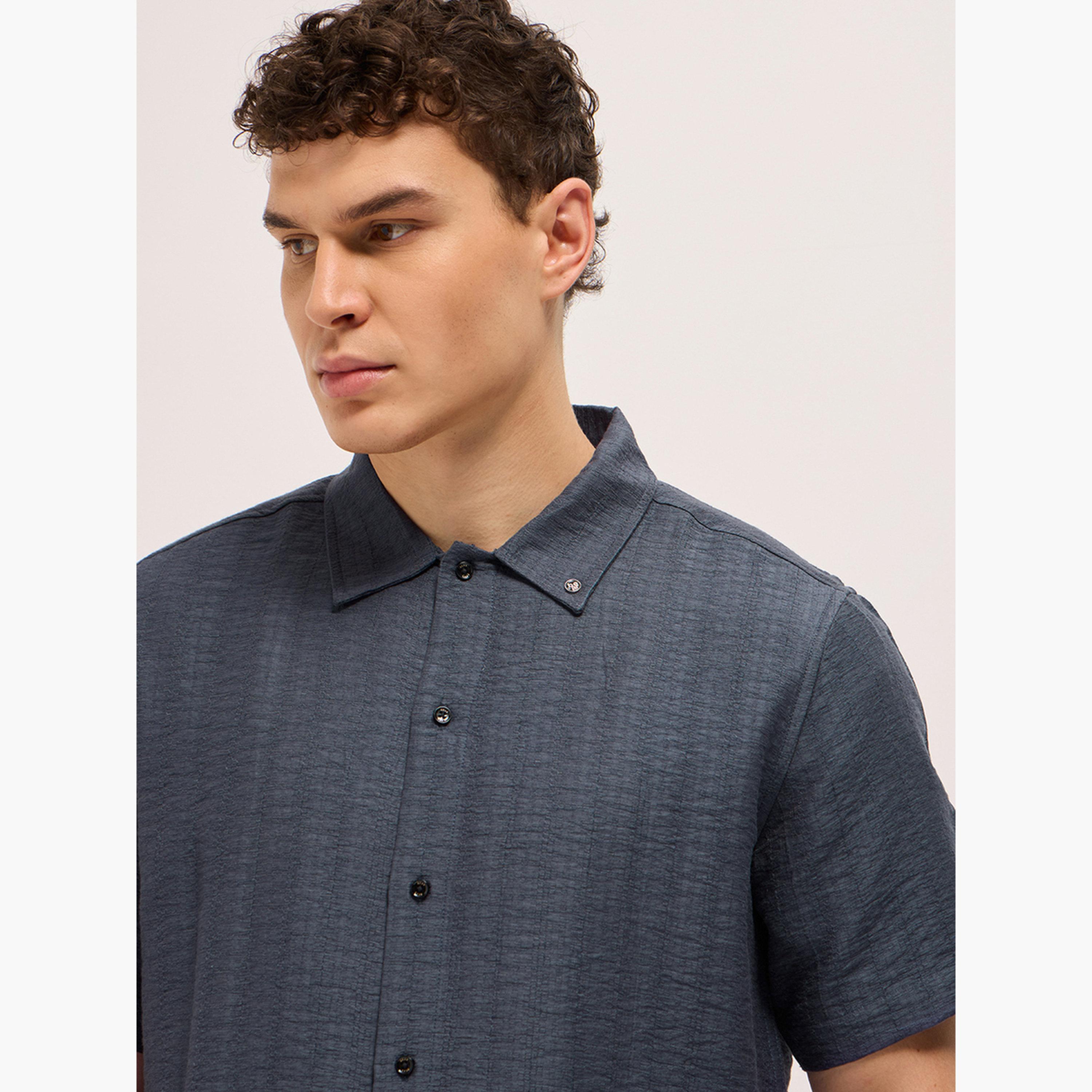 The Bear House X Styli Men's Texturted Regular Fit Casual Shirt-men-clothing-shirts-image-2