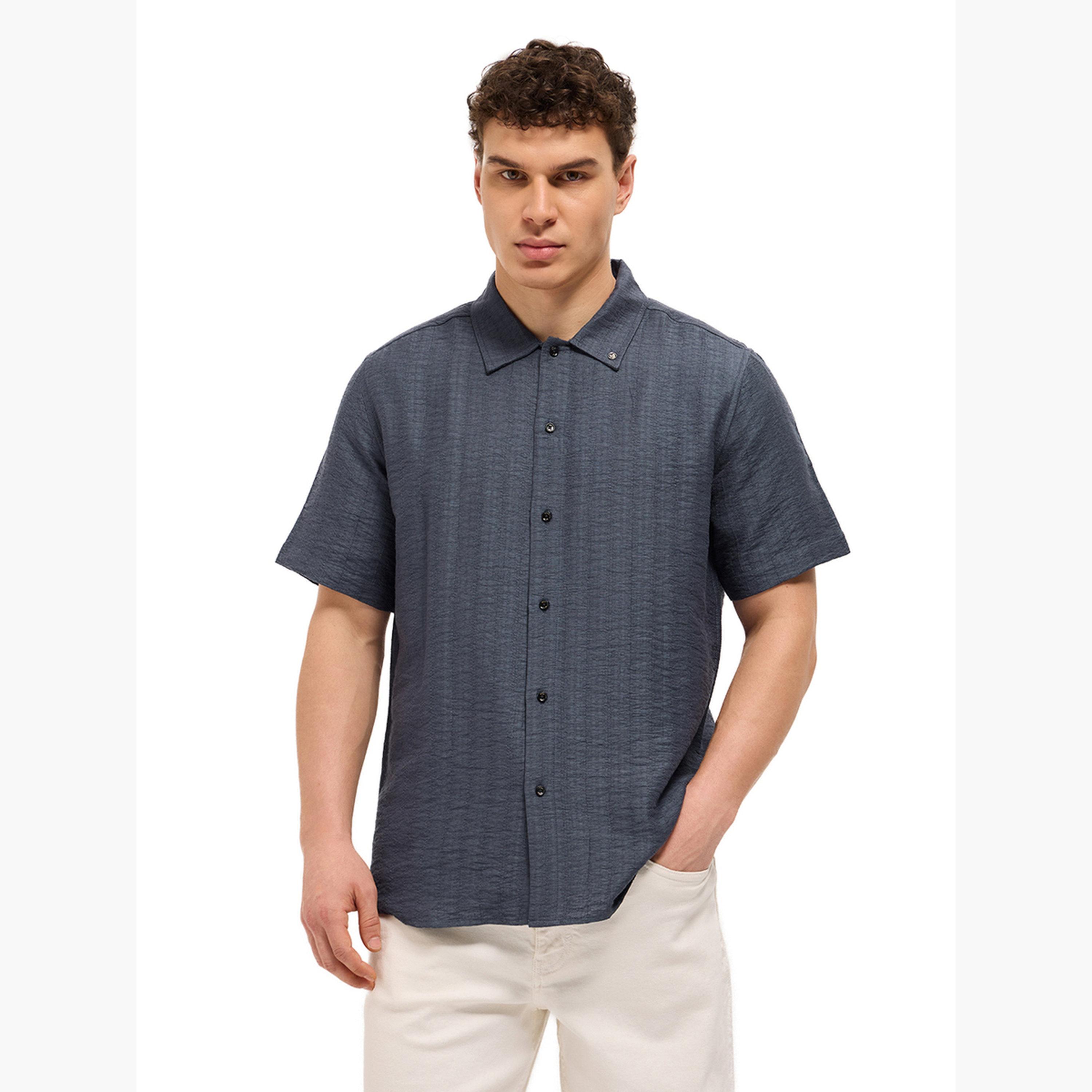The Bear House X Styli Men's Texturted Regular Fit Casual Shirt-men-clothing-shirts-image-4