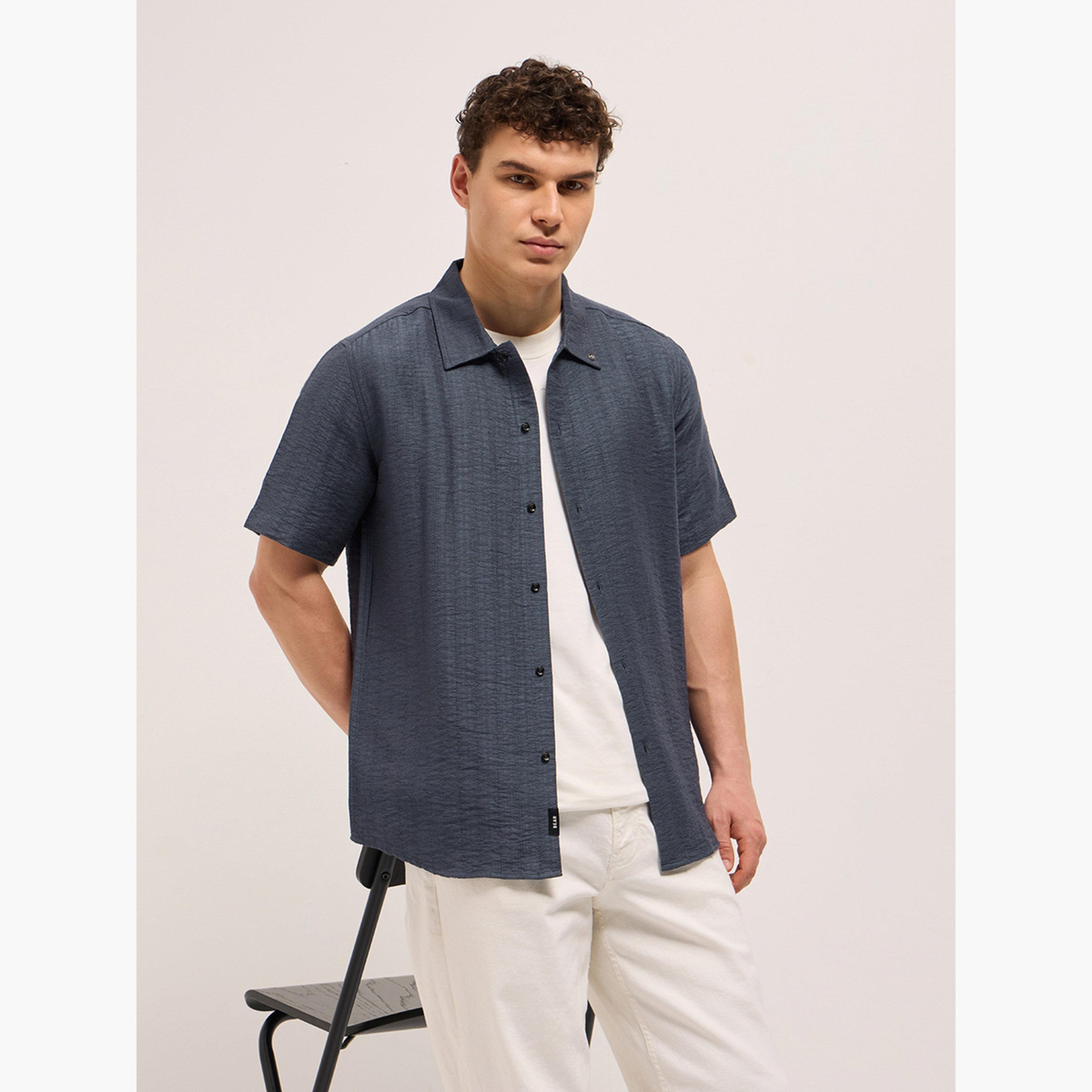 The Bear House X Styli Men's Texturted Regular Fit Casual Shirt-men-clothing-shirts-image-5