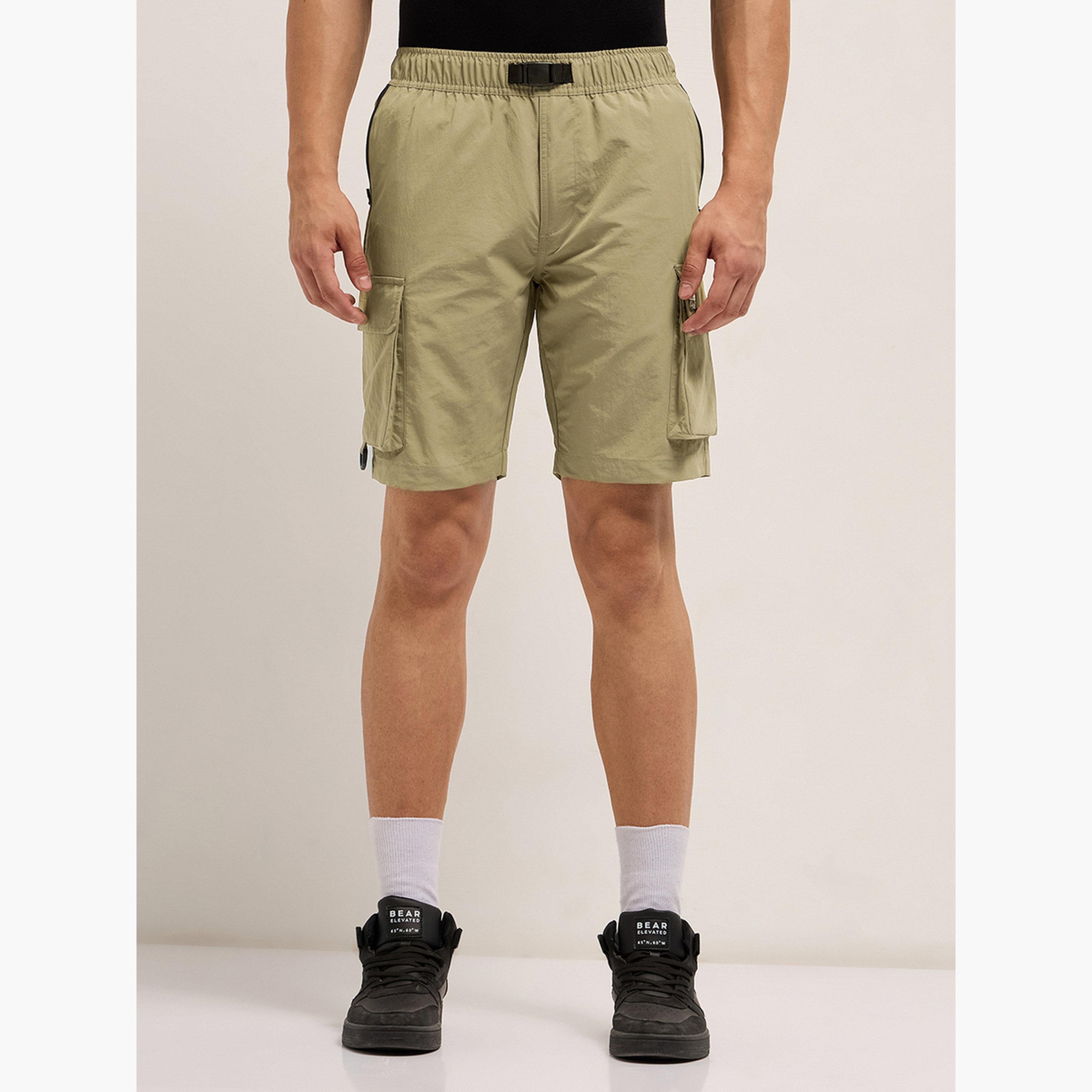 The Bear House X Styli Men Solid Comfort Fit Cargo Shorts-men-clothing-bottoms-shorts-image-1