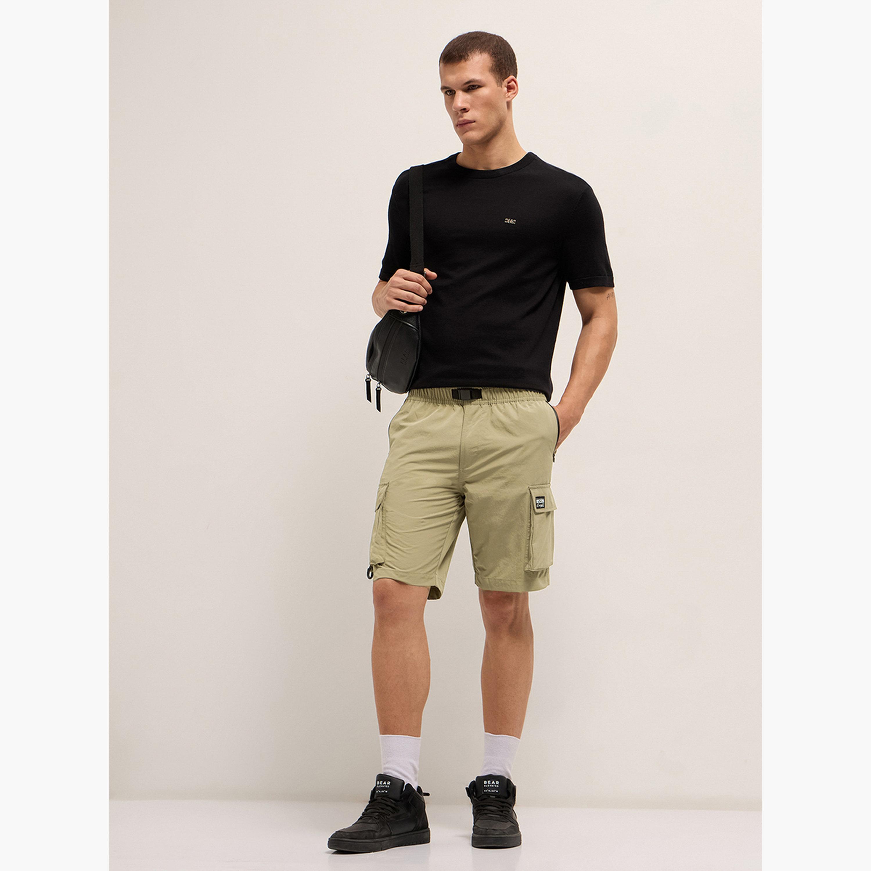The Bear House X Styli Men Solid Comfort Fit Cargo Shorts-men-clothing-bottoms-shorts-image-2