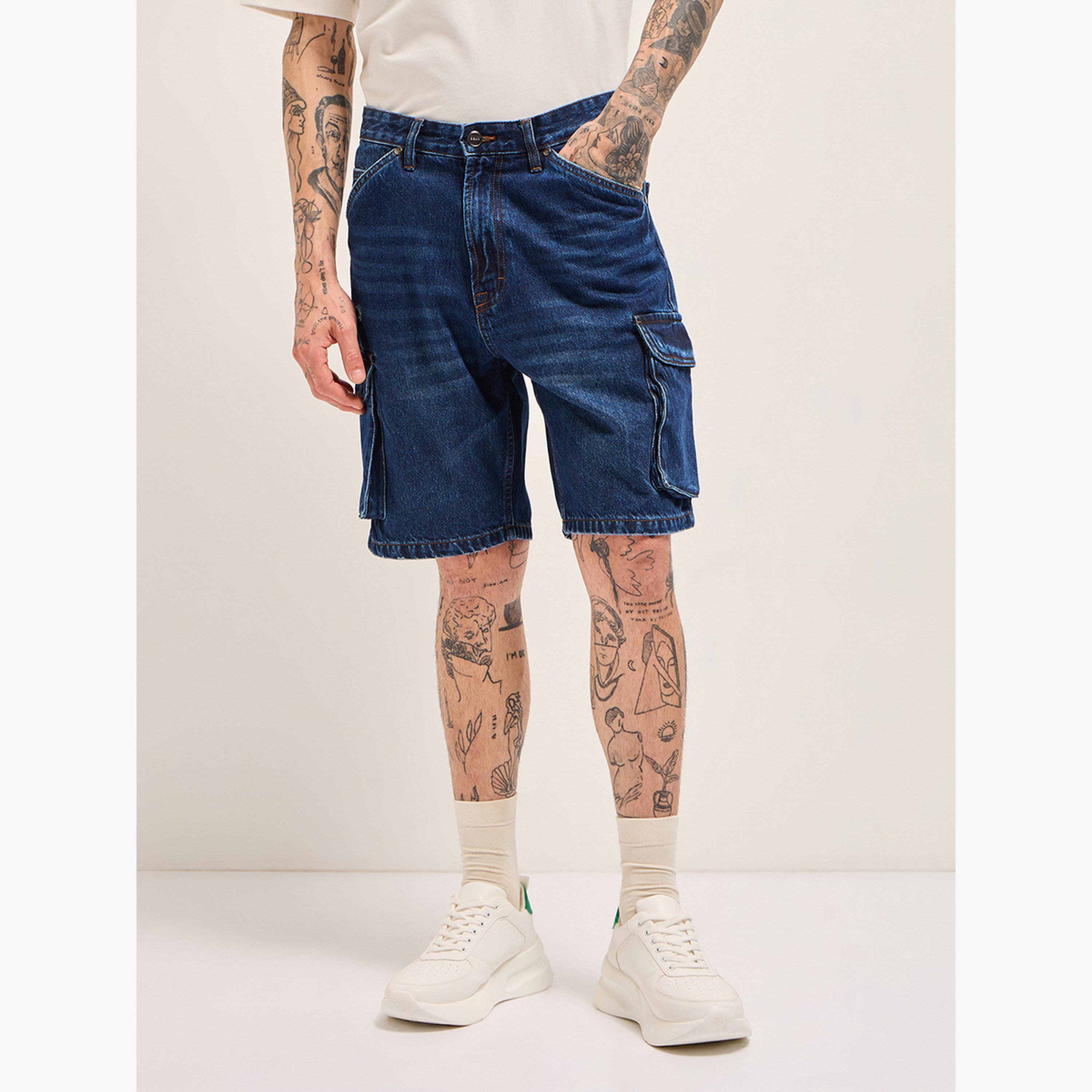 The Bear House X Styli Men Cotton Baggy Fit Denim Shorts-men-clothing-bottoms-shorts-image-1