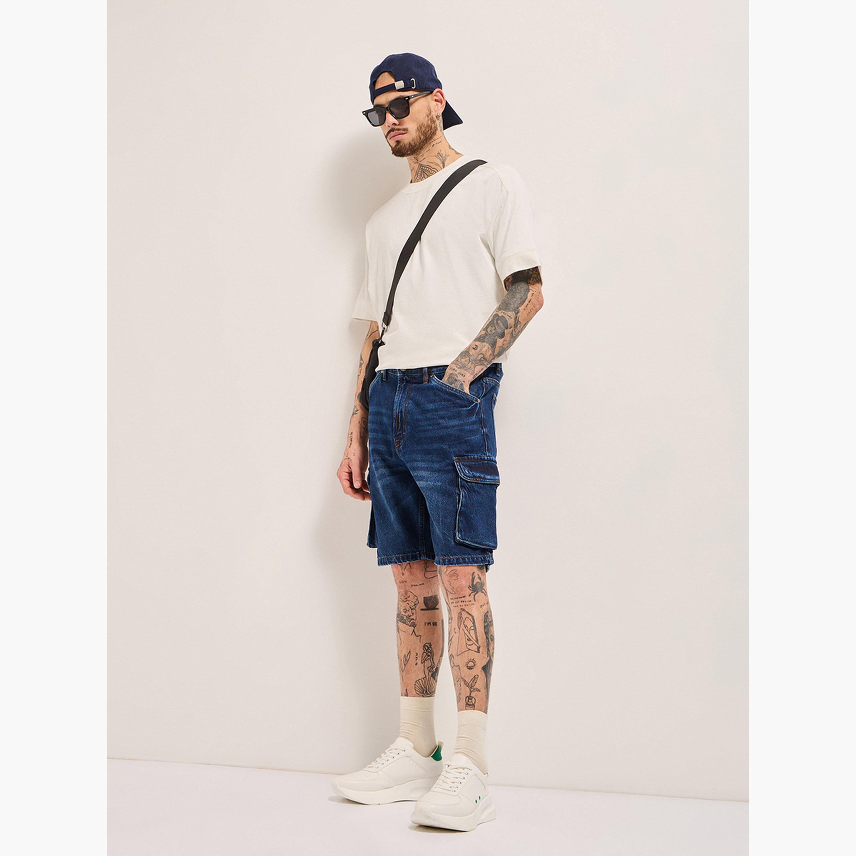 The Bear House X Styli Men Cotton Baggy Fit Denim Shorts-men-clothing-bottoms-shorts-image-2