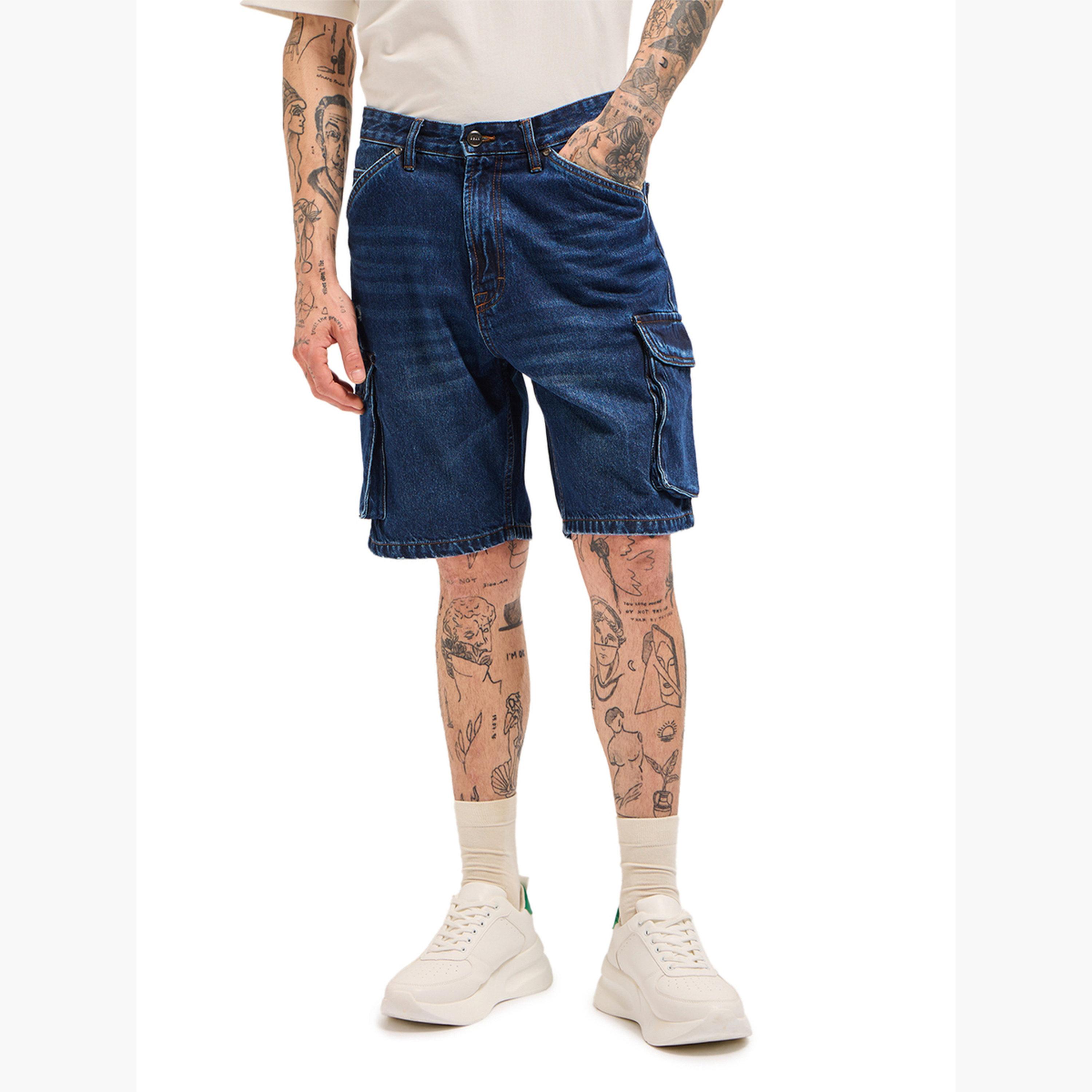 شورت دنيم قطن قصة واسعة باغي-men-clothing-bottoms-shorts-image-5