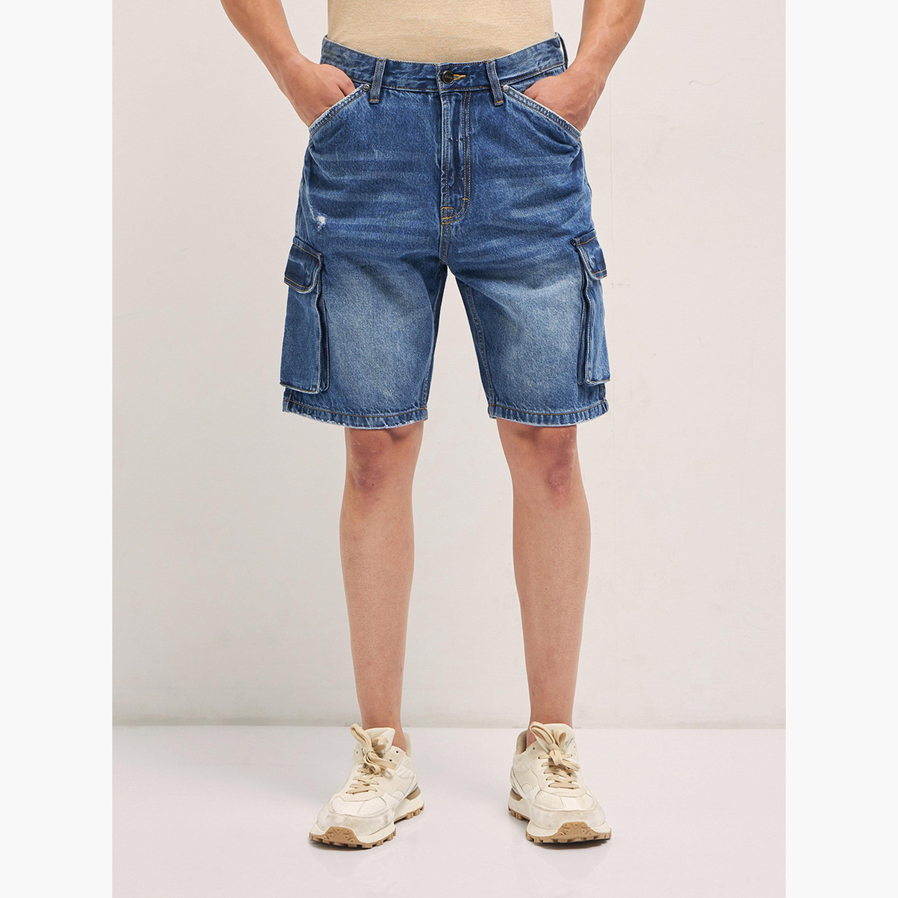 The Bear House X Styli Men Cotton Baggy Fit Denim Shorts-men-clothing-bottoms-shorts-image-1