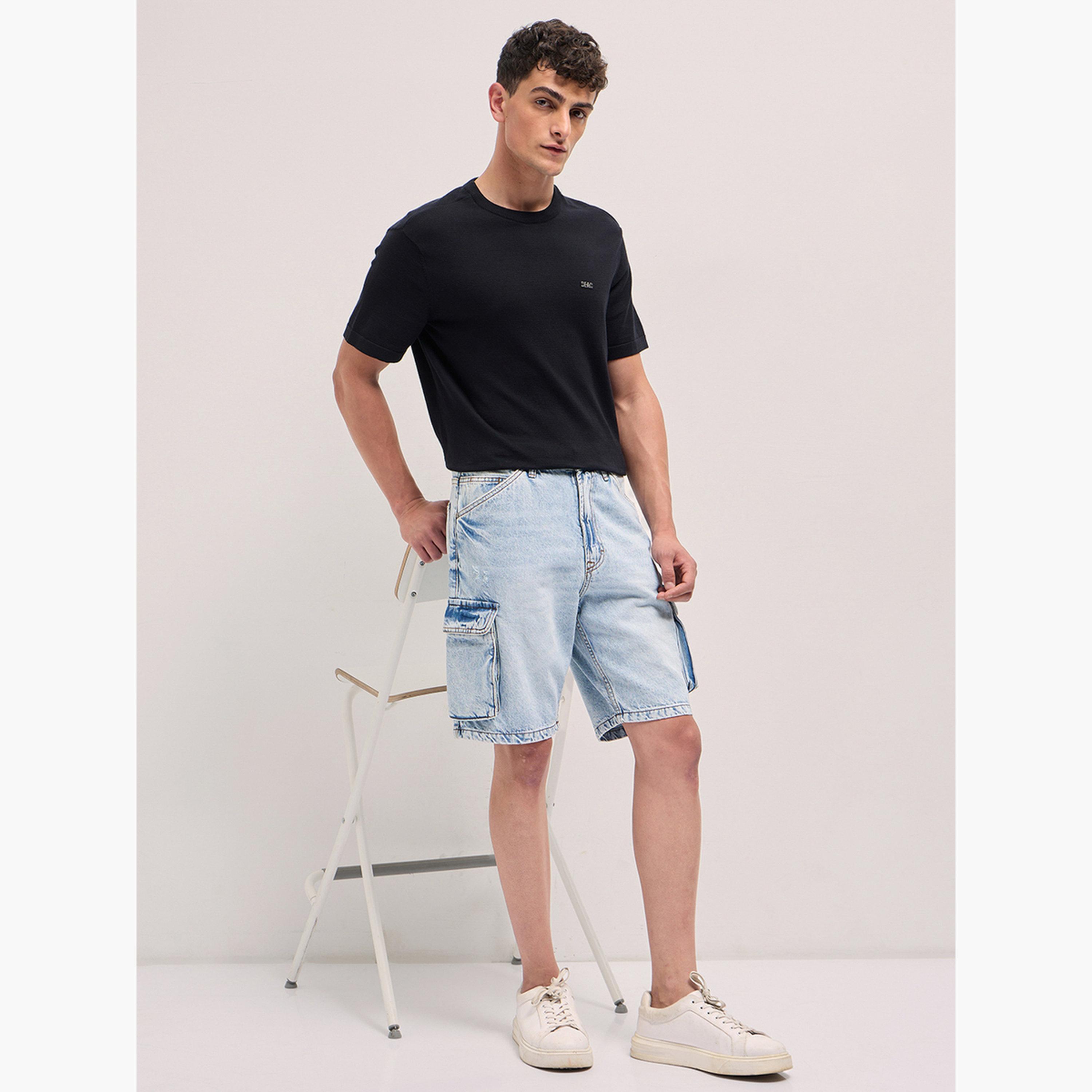 شورت دنيم قطن قصة واسعة باغي-men-clothing-bottoms-shorts-image-2