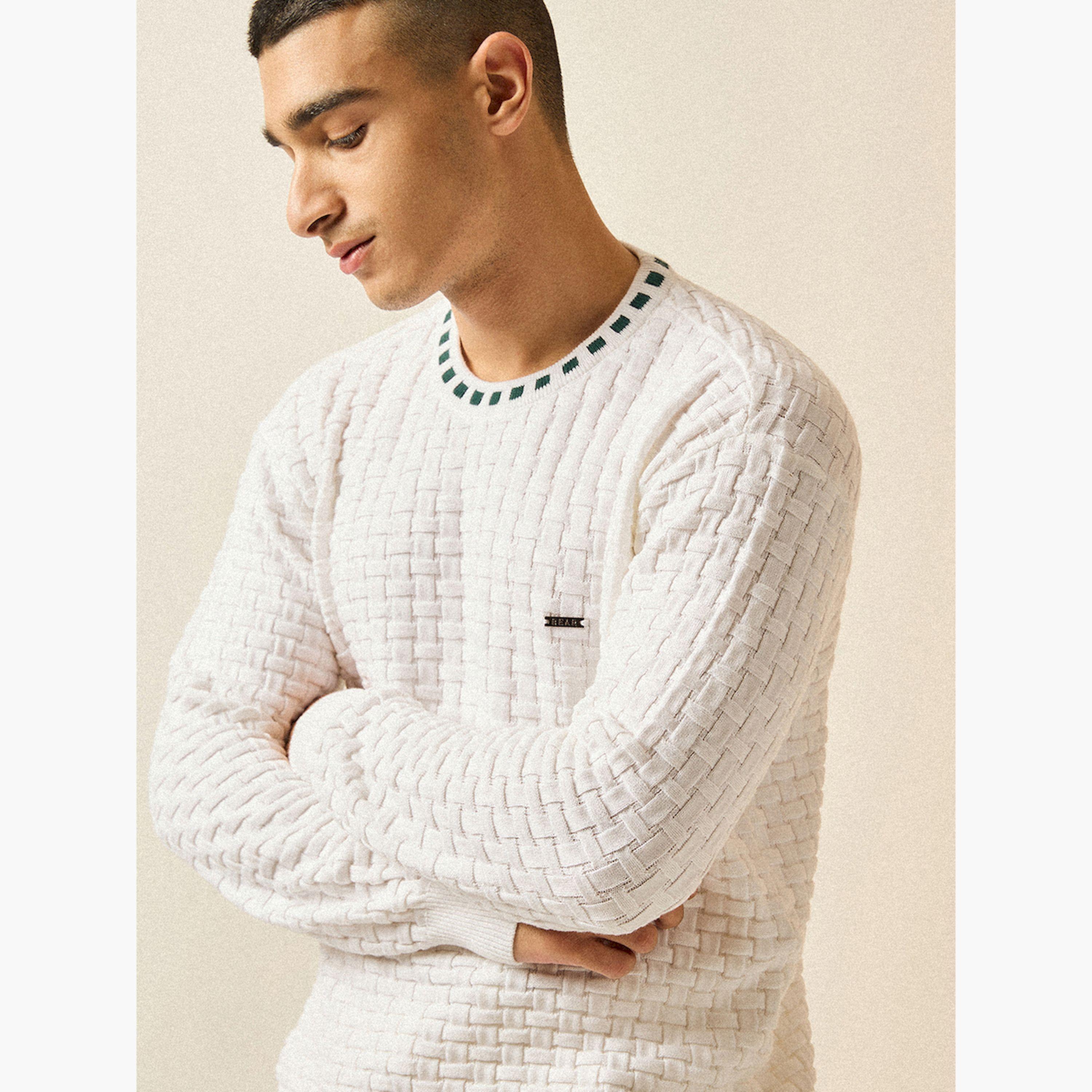 The Bear House X Styli Men Pure Cotton Textured Knit Sweater-men-clothing-sweatersandpullovers-image-6