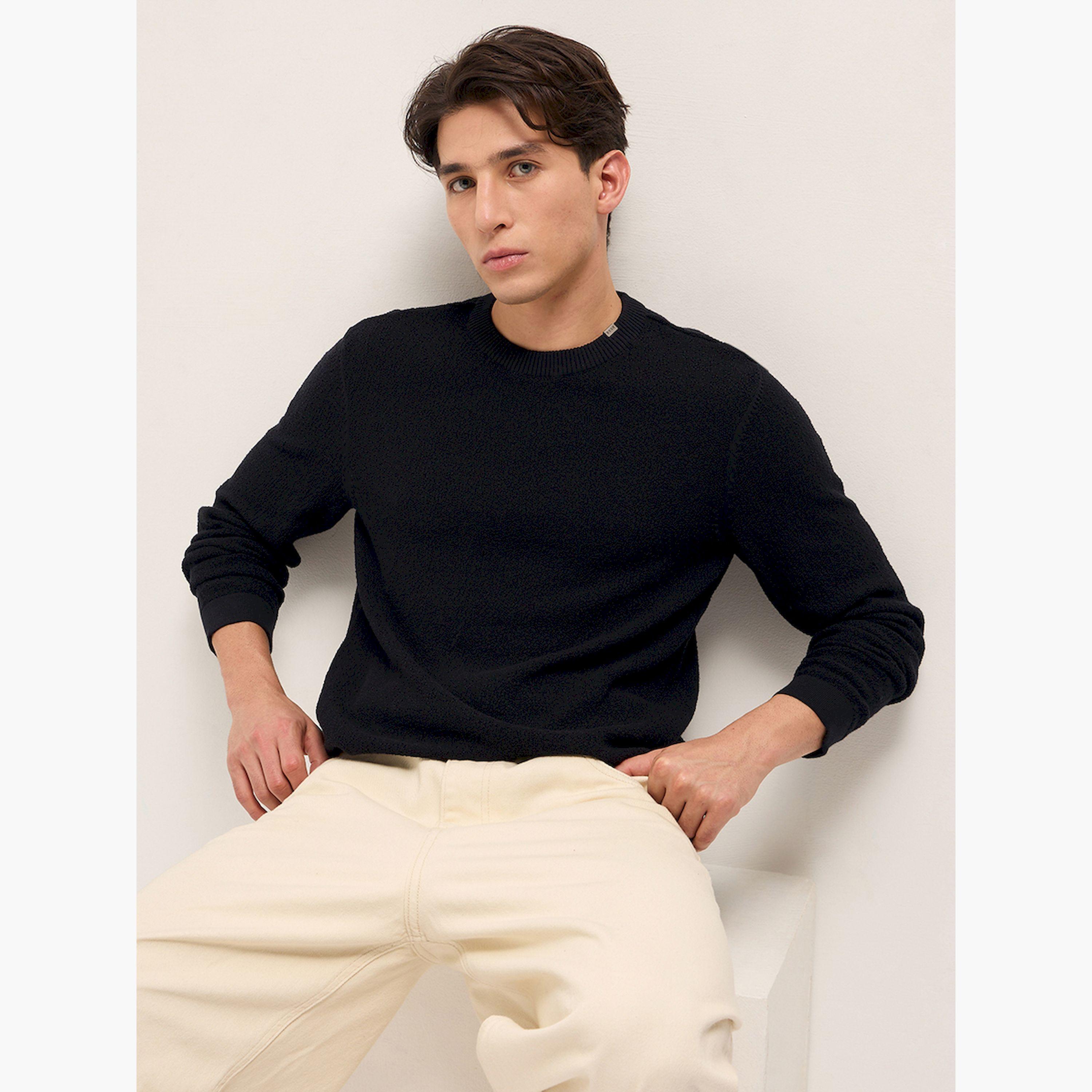تيشيرت رجالي قطن خالص محبوك وقصة عادية-men-winterwear-hoodiesandsweatshirts-image-4