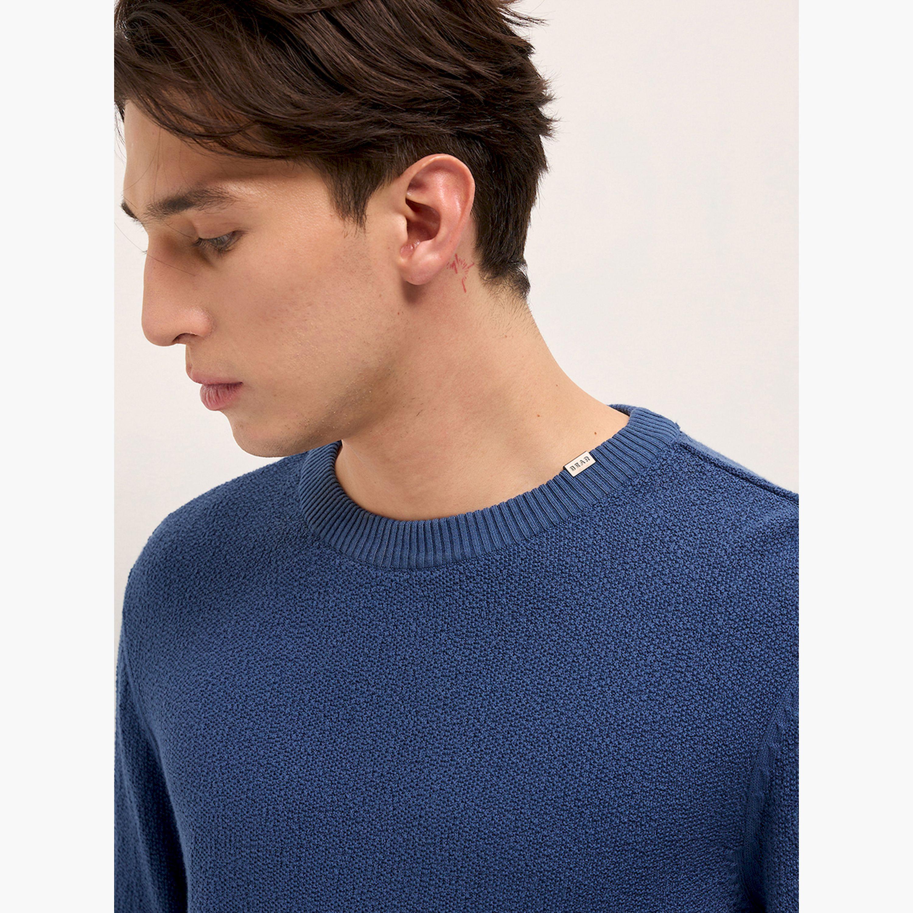 تيشيرت رجالي قطن خالص محبوك بارز الملمس-men-winterwear-hoodiesandsweatshirts-image-6