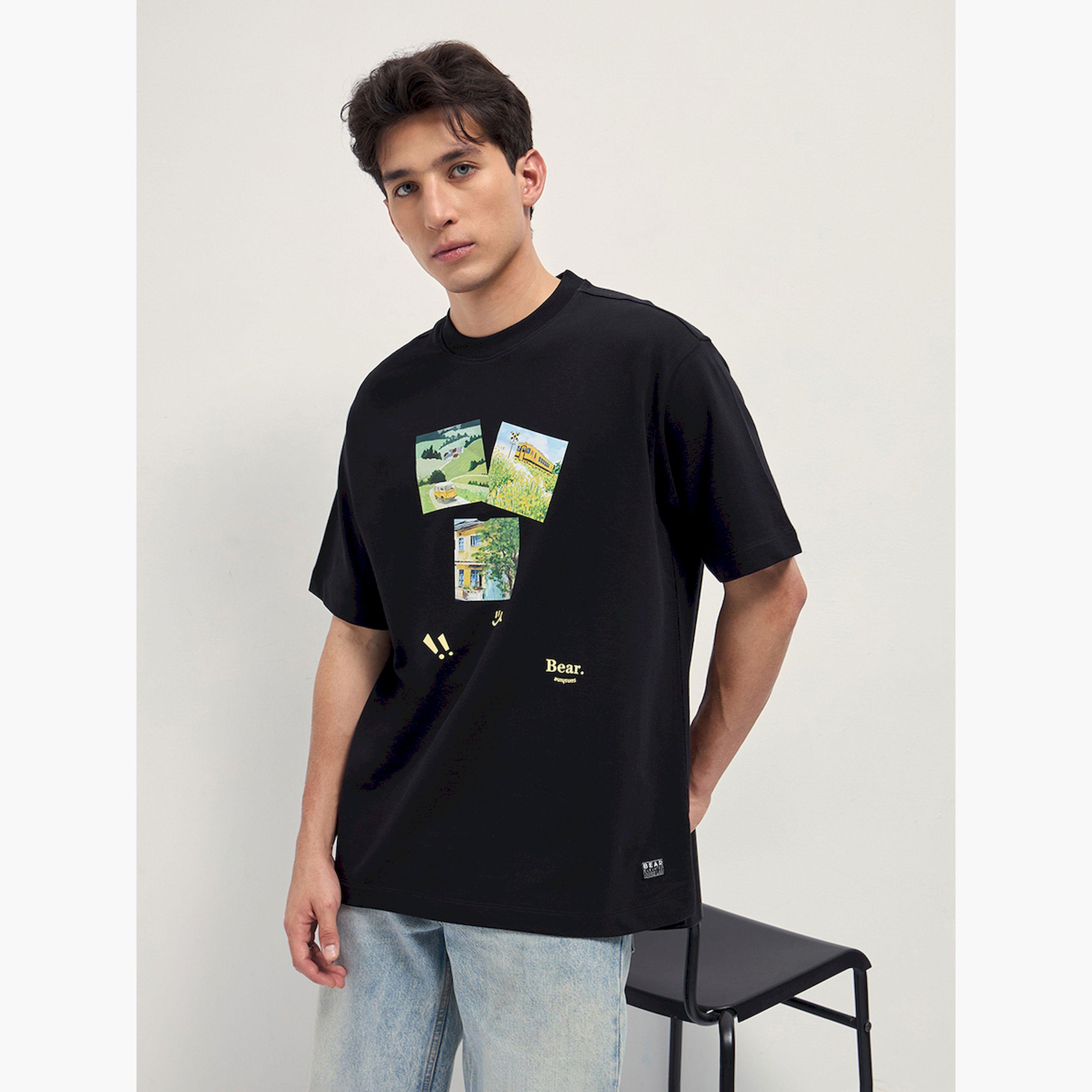 تيشيرت رجالي قطن خالص بياقة دائرية وقصة فضفاضة-men-clothing-tshirtsandpolos-tshirts-image-3