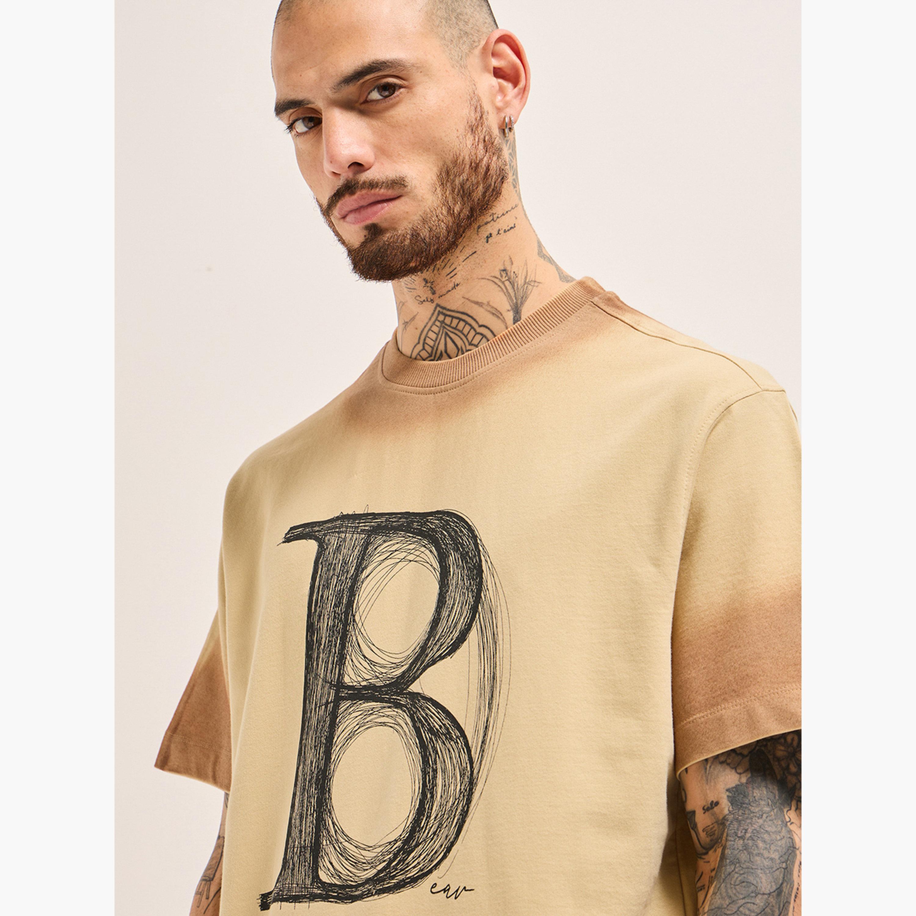 تيشيرت رجالي قطن خالص مغسول بطبعة حروف-men-clothing-tshirtsandpolos-tshirts-image-2