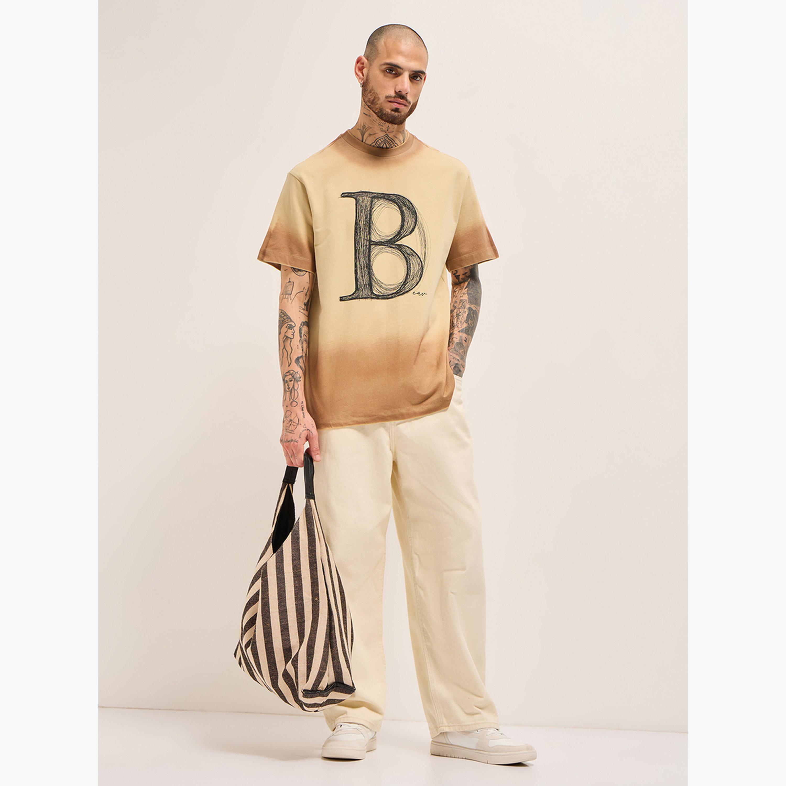 تيشيرت رجالي قطن خالص مغسول بطبعة حروف-men-clothing-tshirtsandpolos-tshirts-image-3